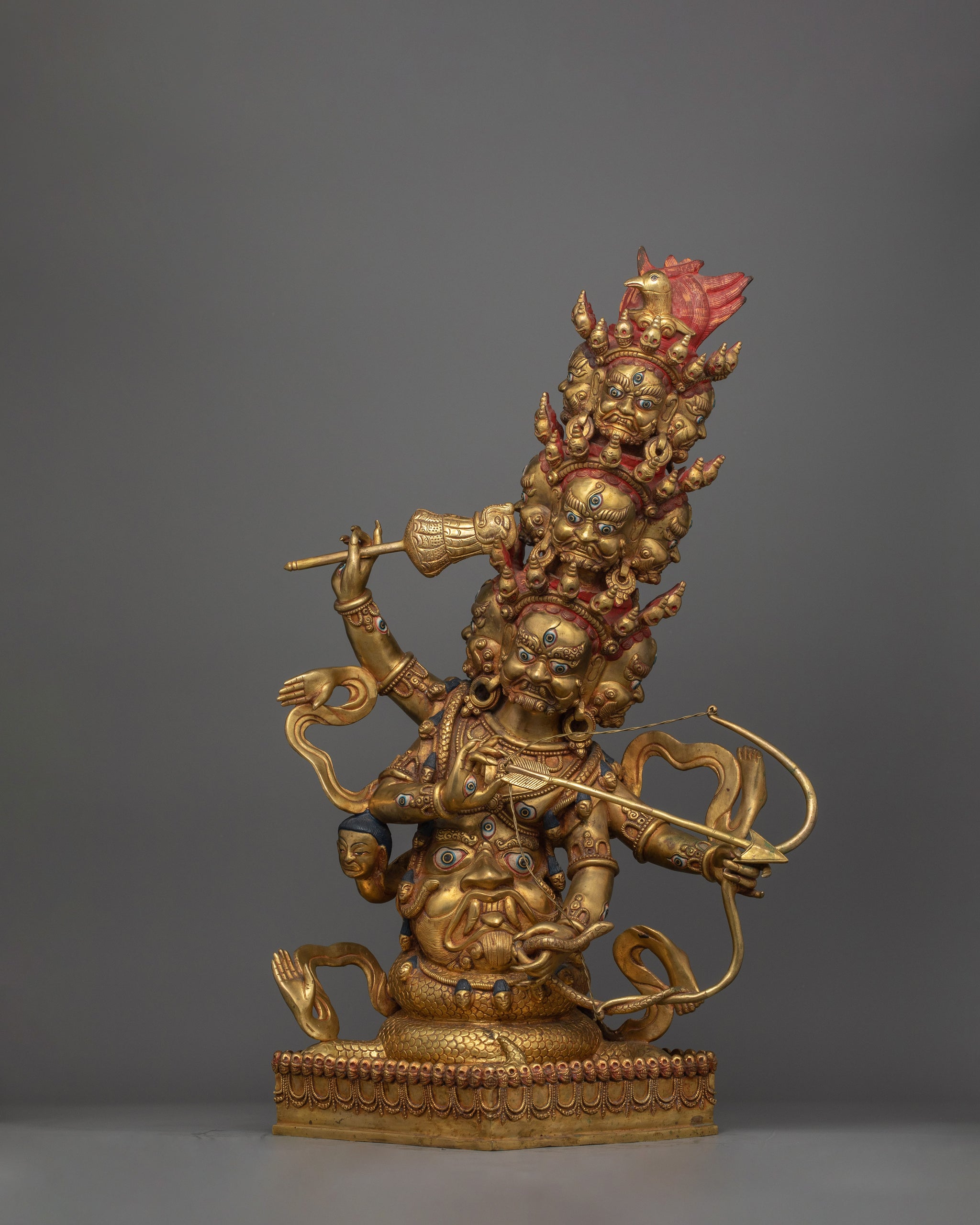 Rahula Statue for Protection | Handcrafted Copper Sculpture with 24K G