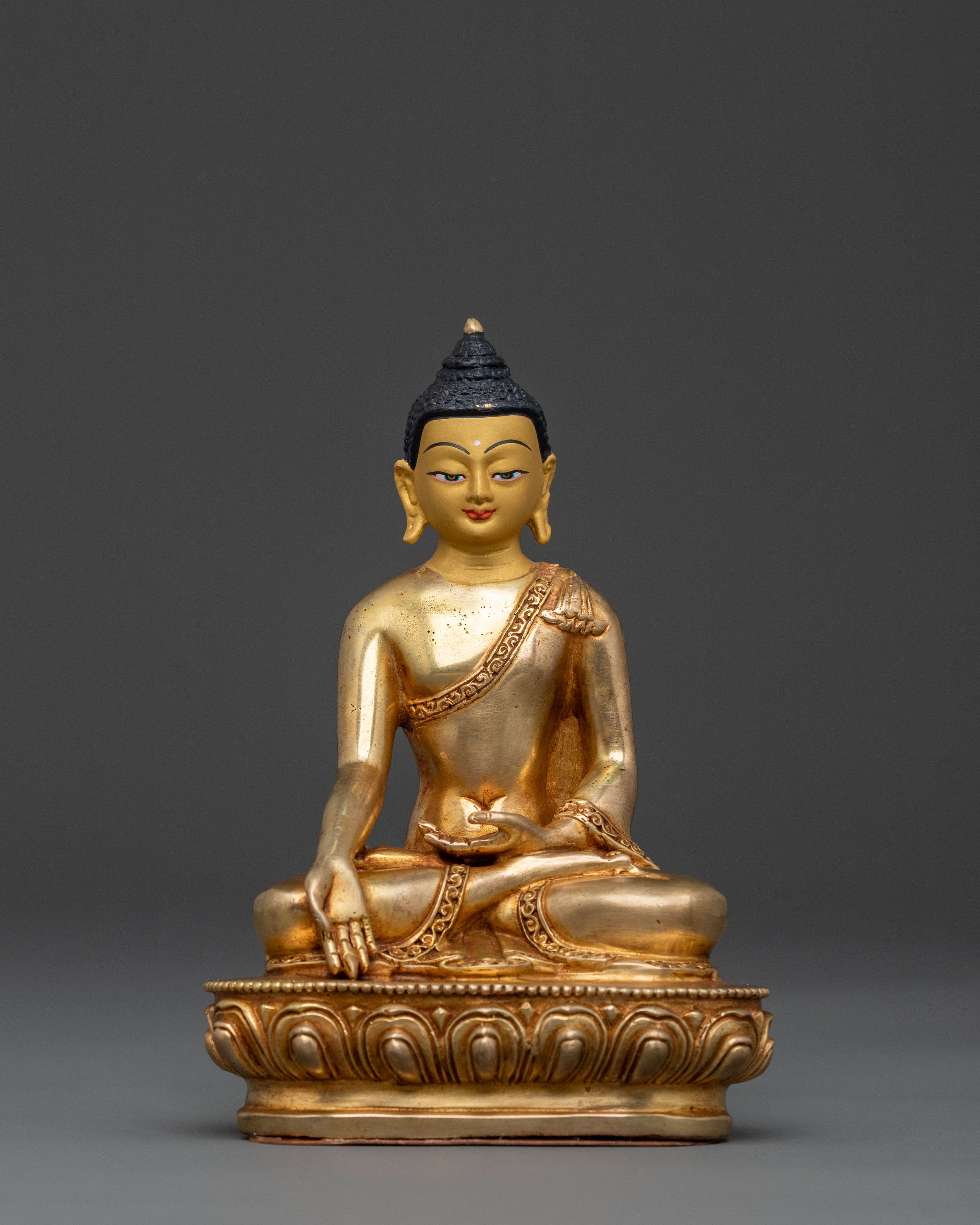 Golden Ratnasambhava Statue: 24K Gold Fire Gilding