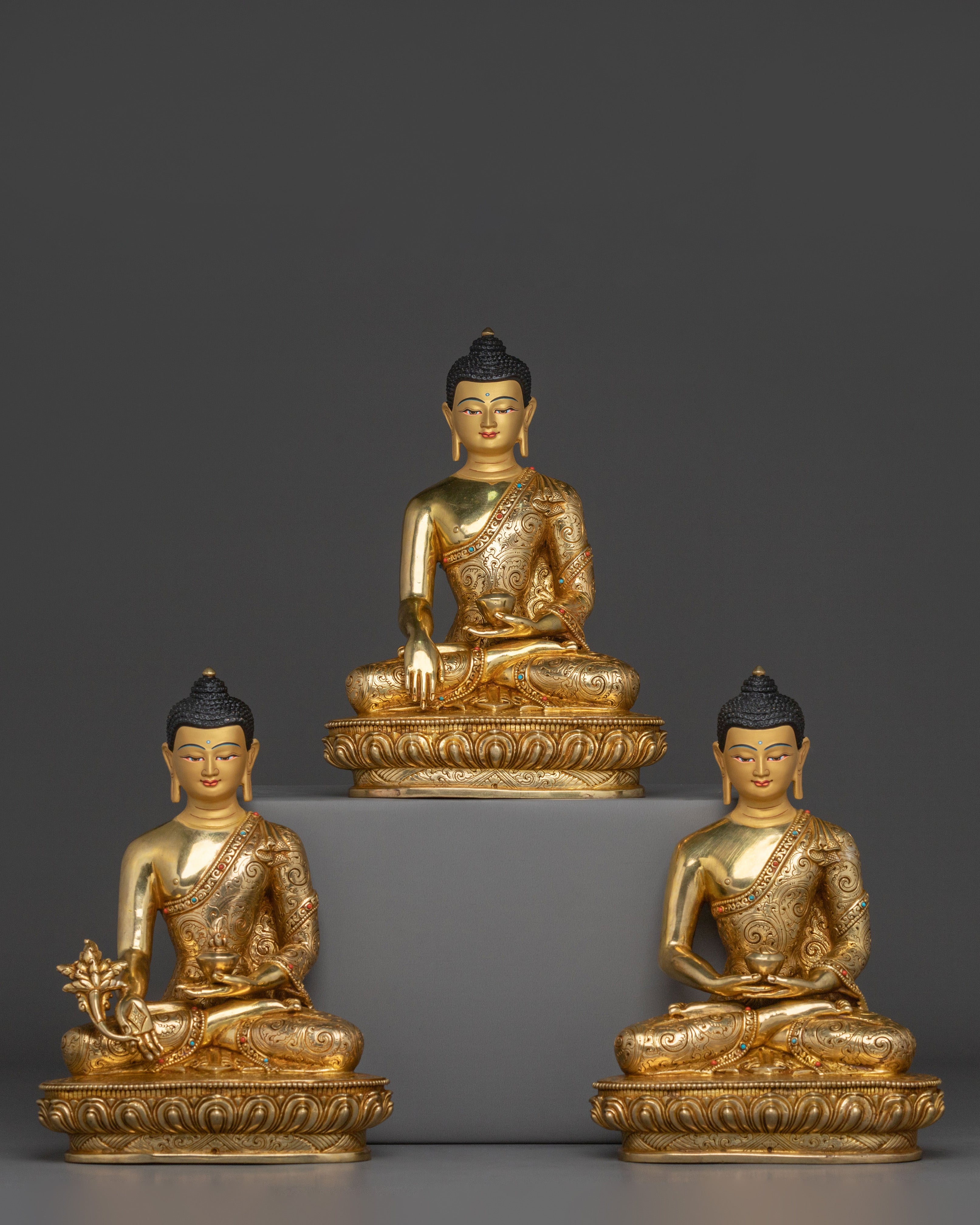 Three Buddhas Statue Set