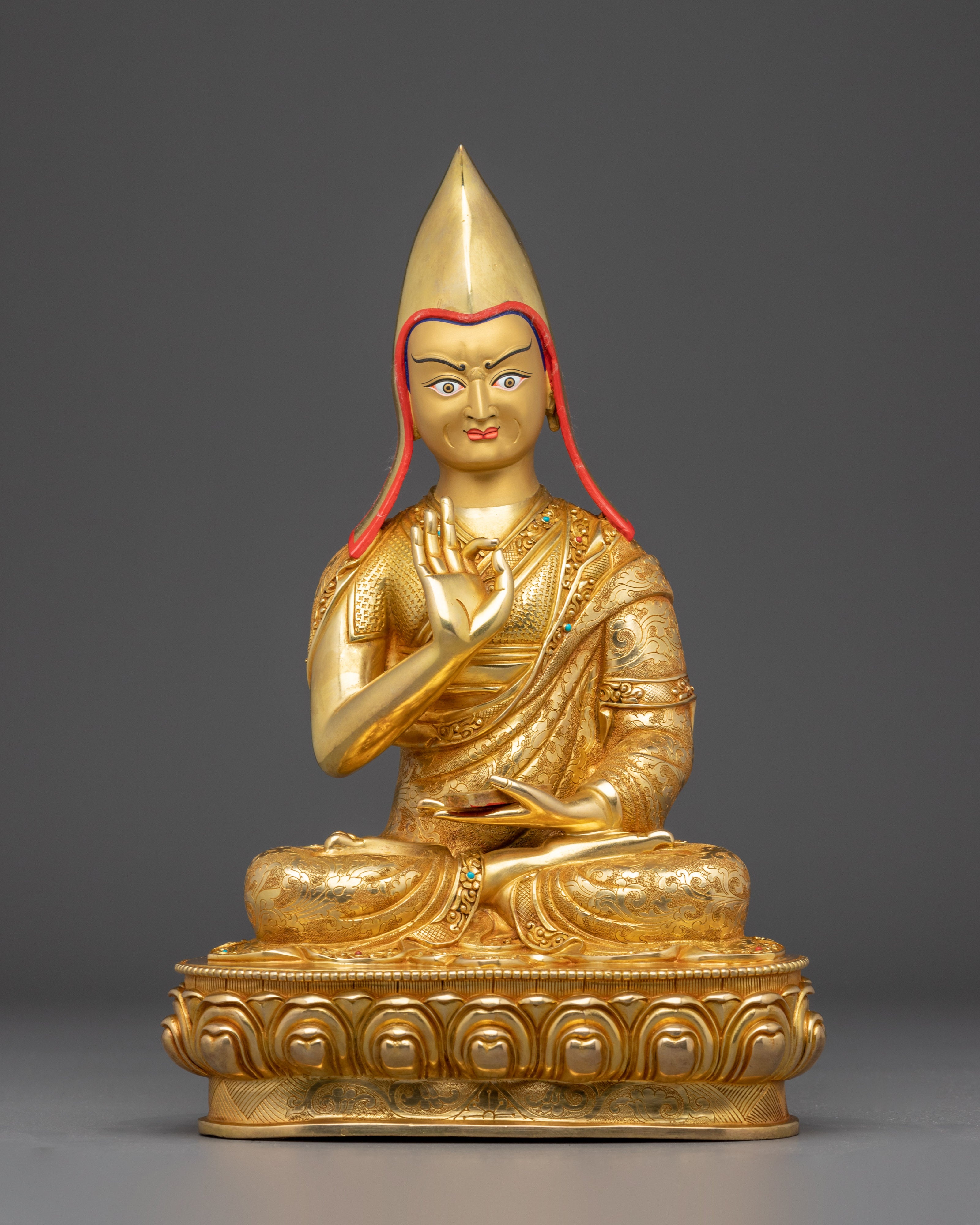 Golden Tsongkhapa Set | Himalayan Handcrafted Icon
