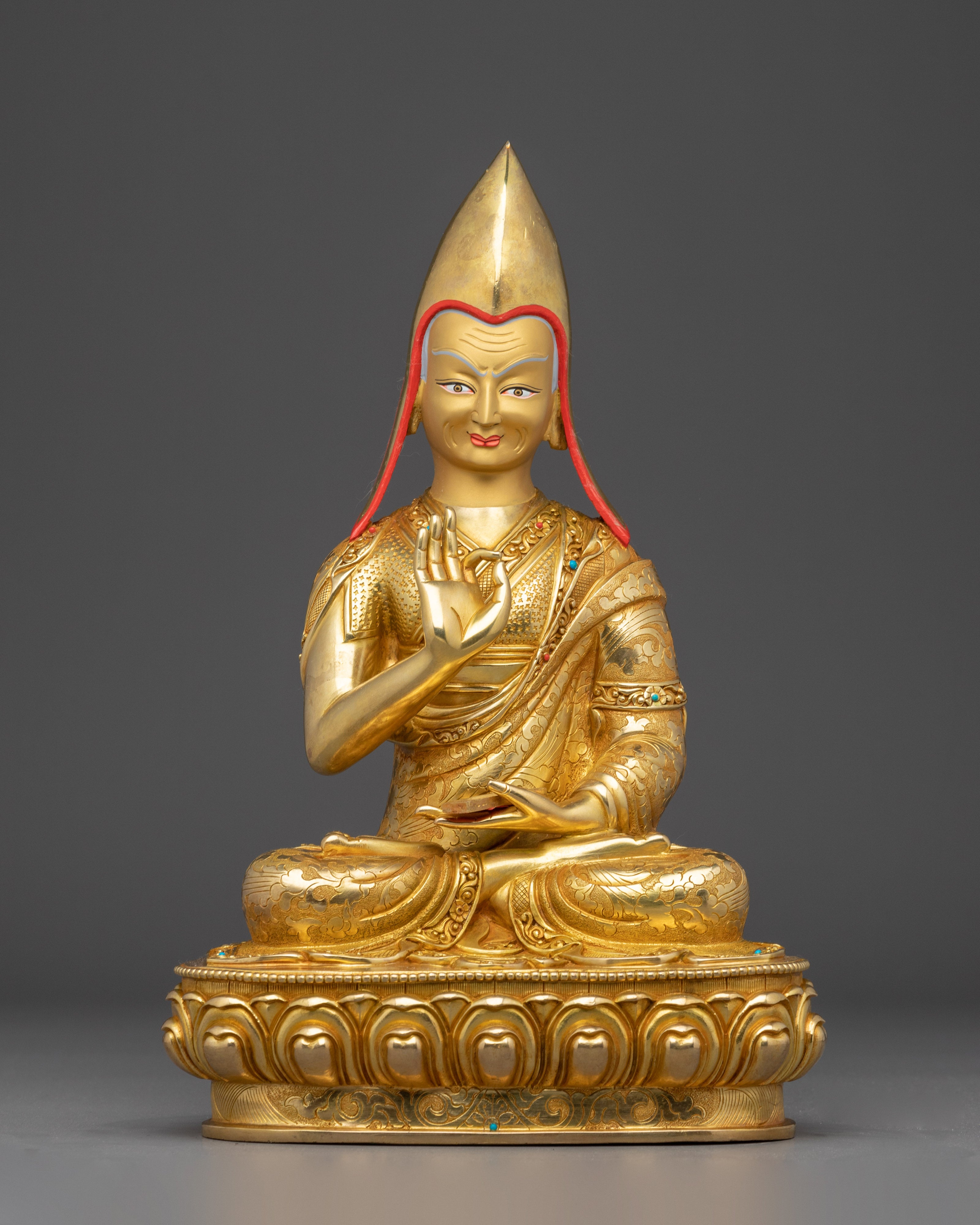 Golden Tsongkhapa Set | Himalayan Handcrafted Icon