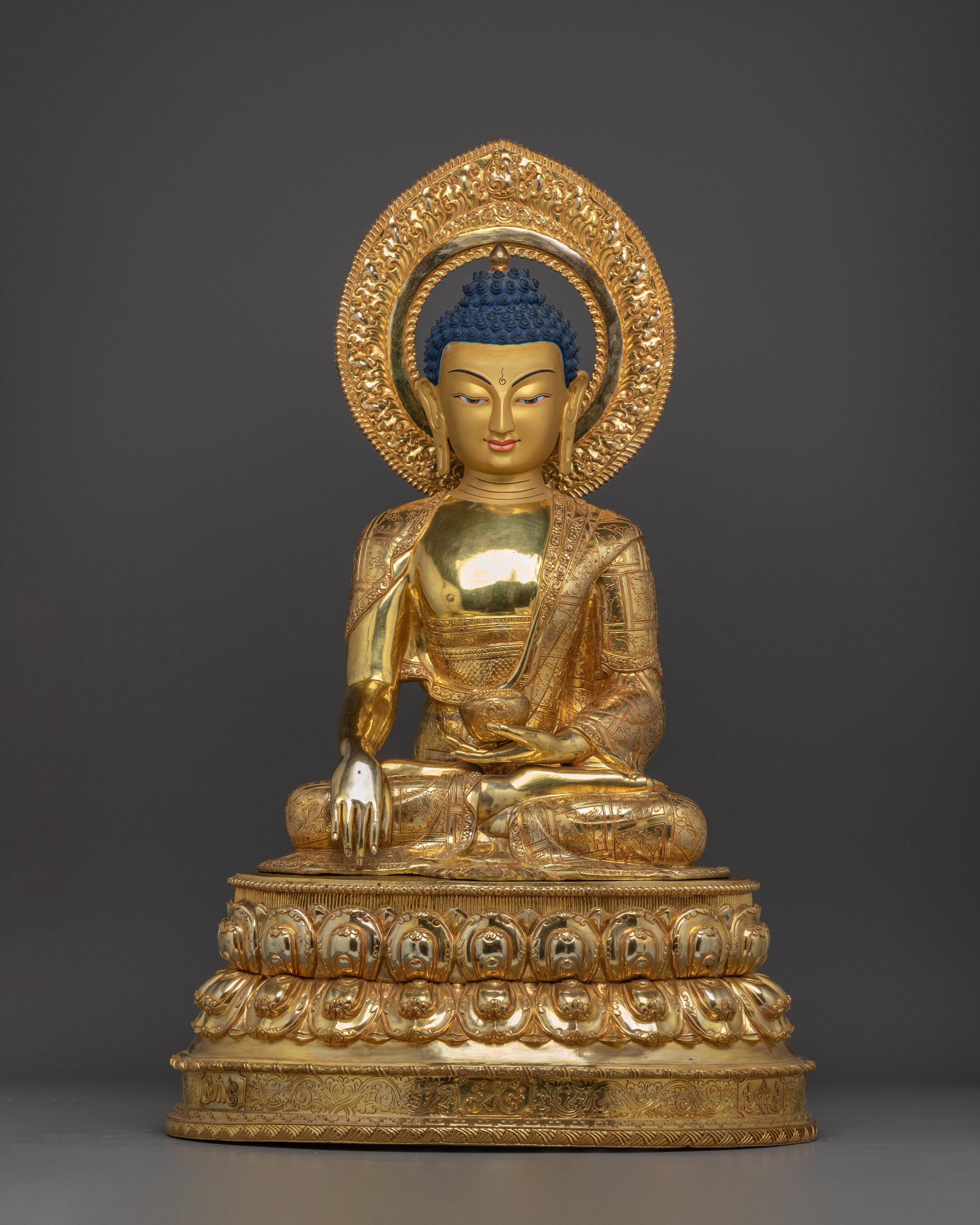 Radiant Shakyamuni Buddha with halo Statue for Spirituality 