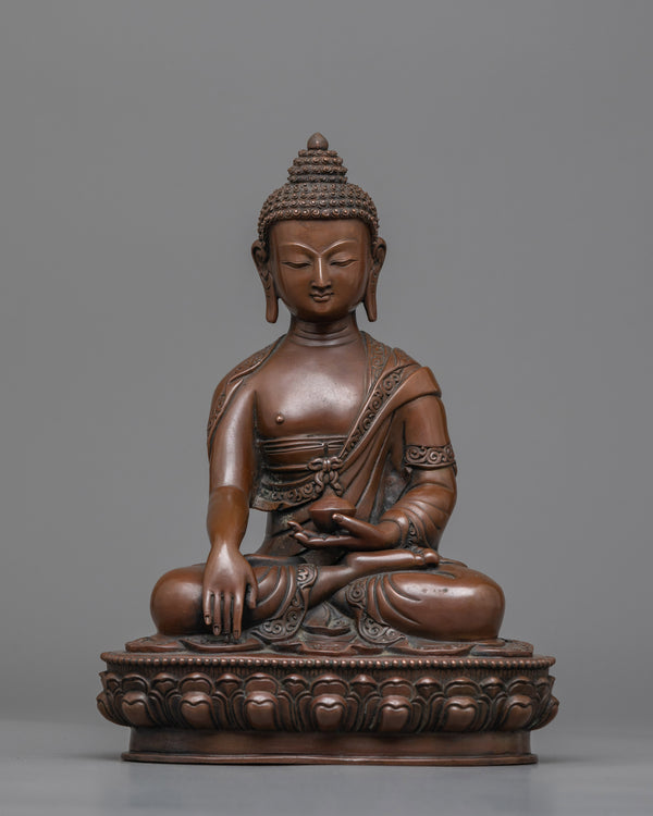 Oxidized copper shakyamuni-buddha-statue