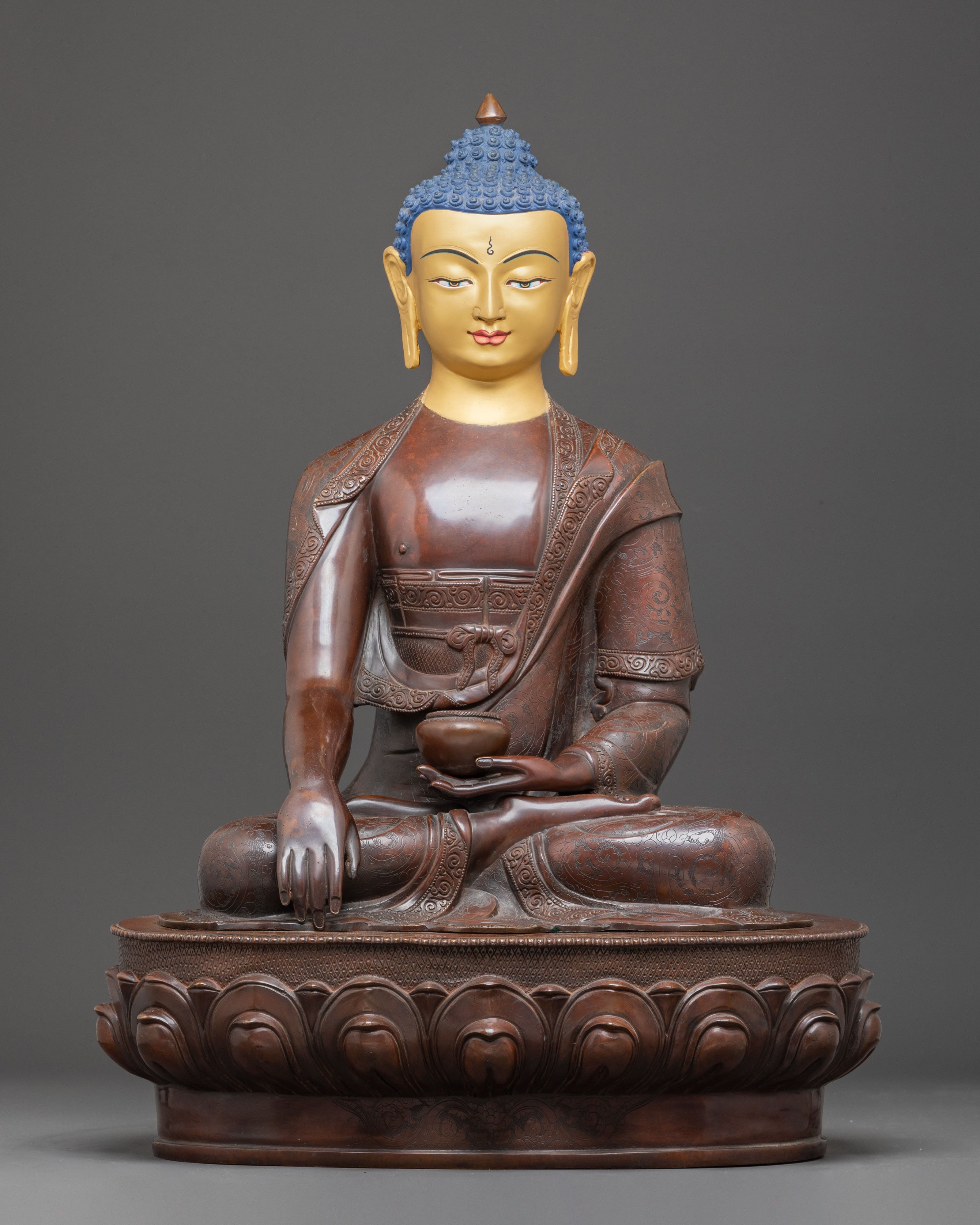 Handmade Tibetan Golden Shakyamuni Buddha Figurine
