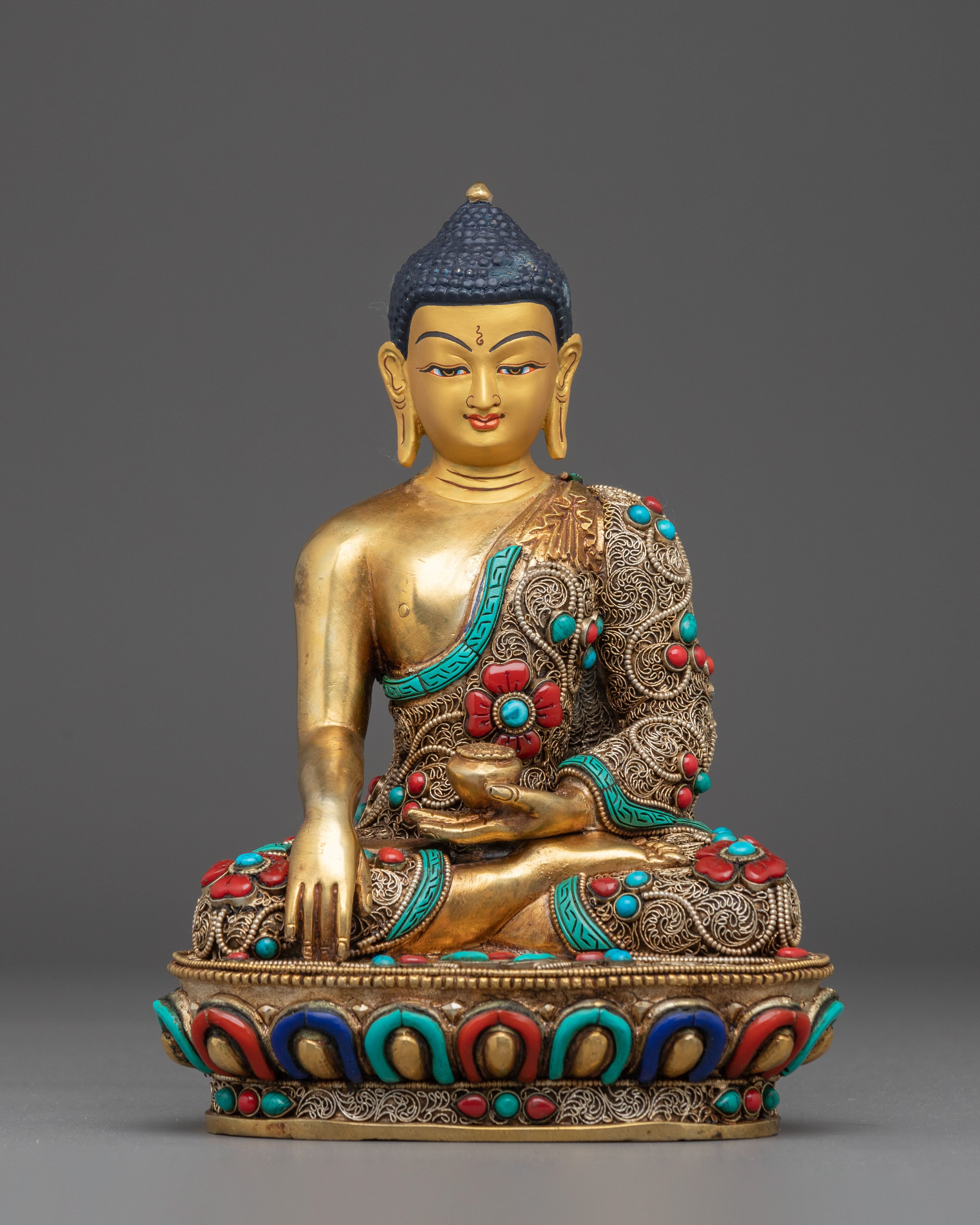 Golden Shakyamuni Buddha Copper Figurine