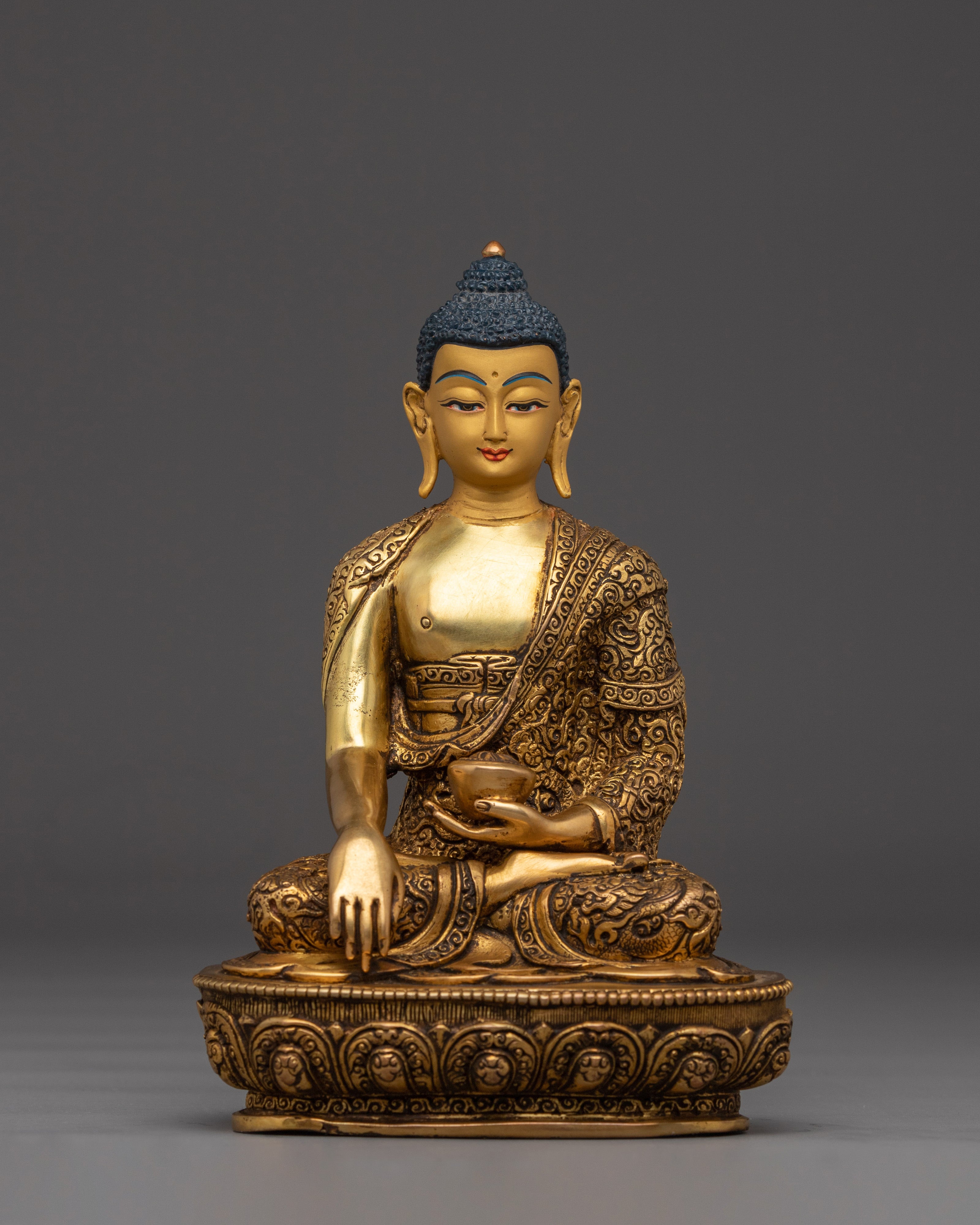 Shakyamuni Buddha 24k Gold Gilded and Copper Statue