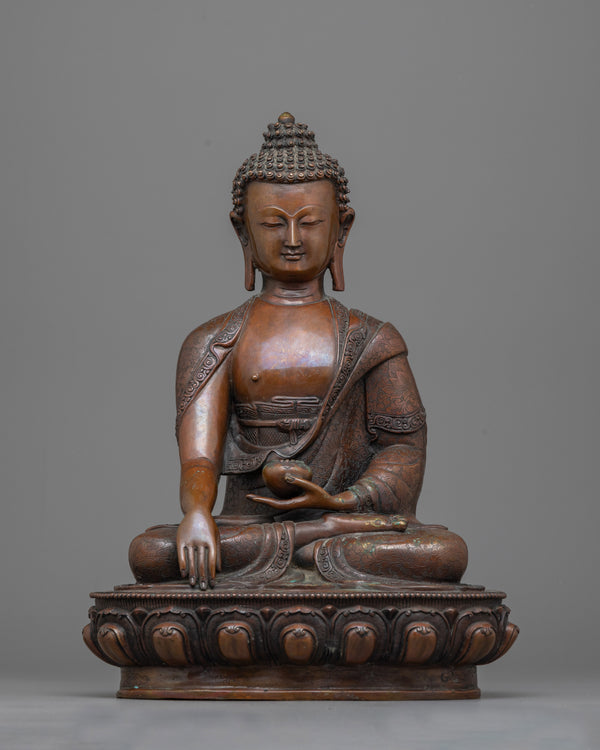 buddha shakyamuni oxidized sculpture