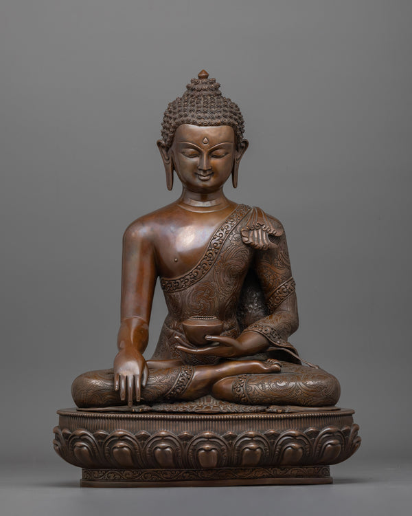 Handcrafted Oxidized Copper Shakyamuni Buddha