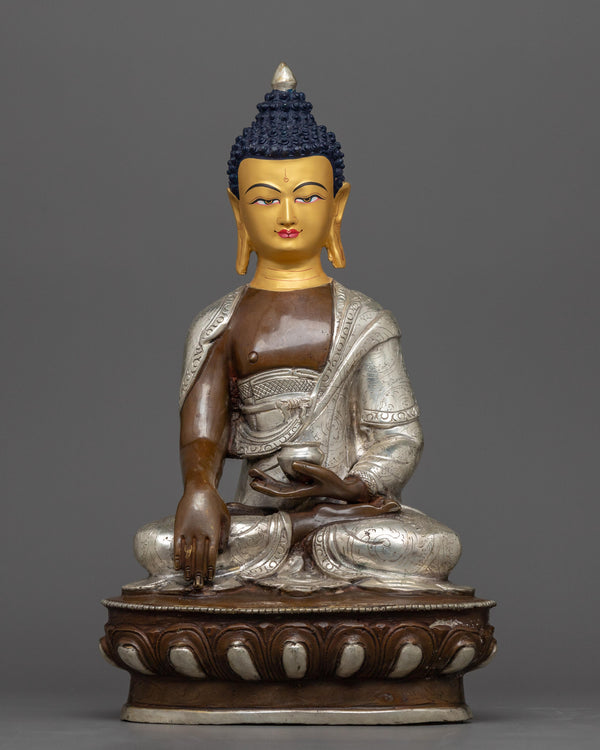 shakyamuni-buddha-silver plated statue