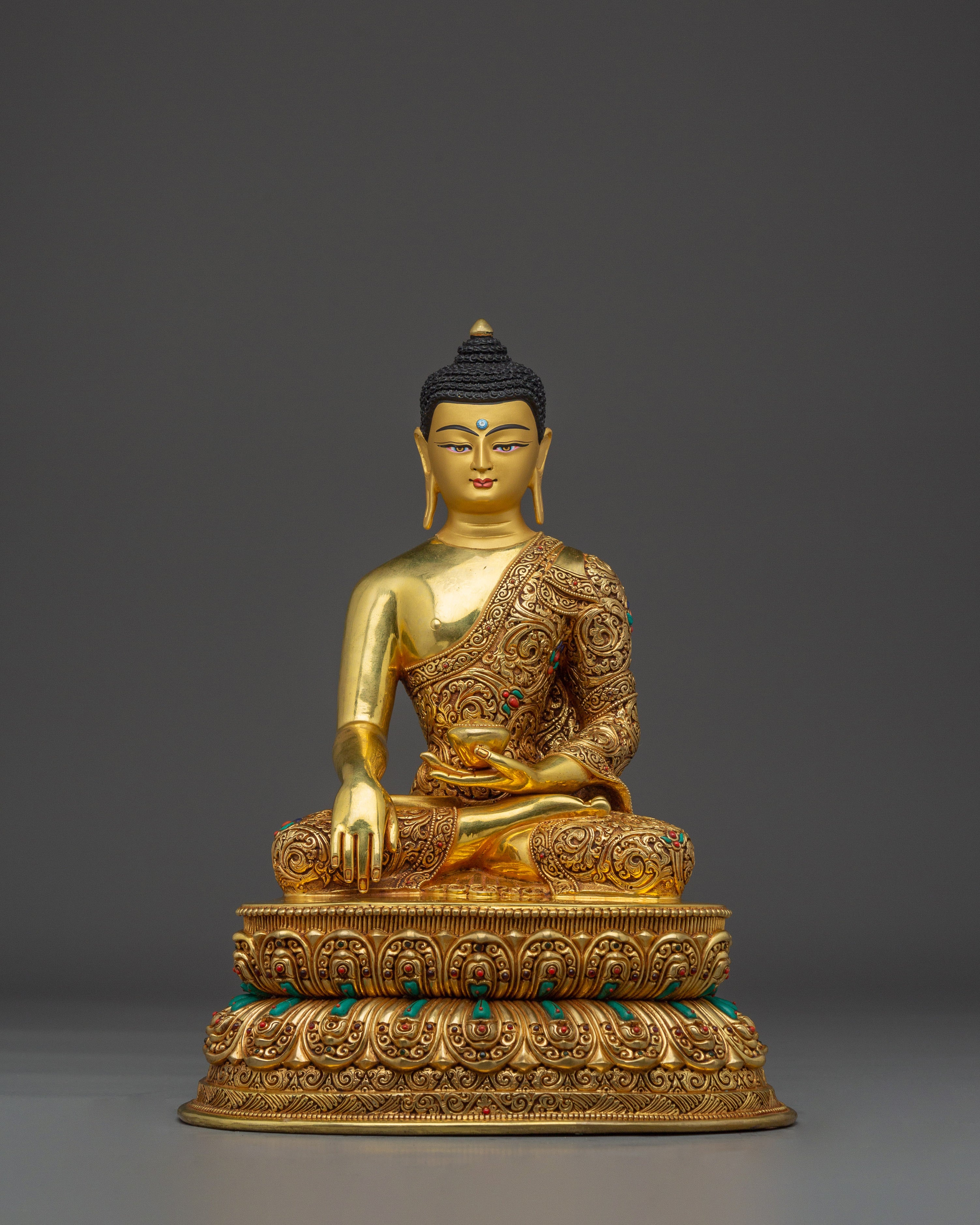 Shakyamuni Buddha Statue with Intricate Copper