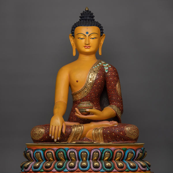 Yellow-Colored Shakyamuni Buddha Statue | A Majestic Beacon of Enlight