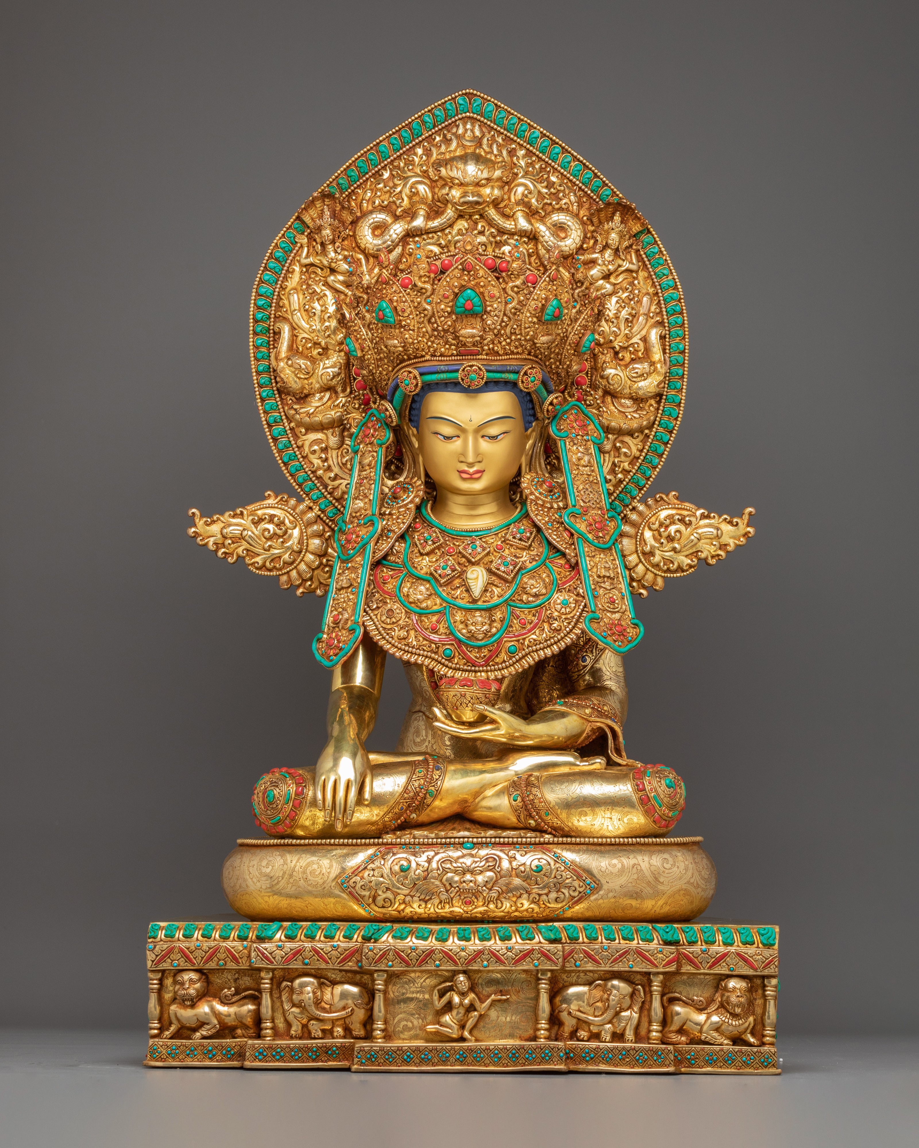Majestic Crowned Shakyamuni Buddha Statue 