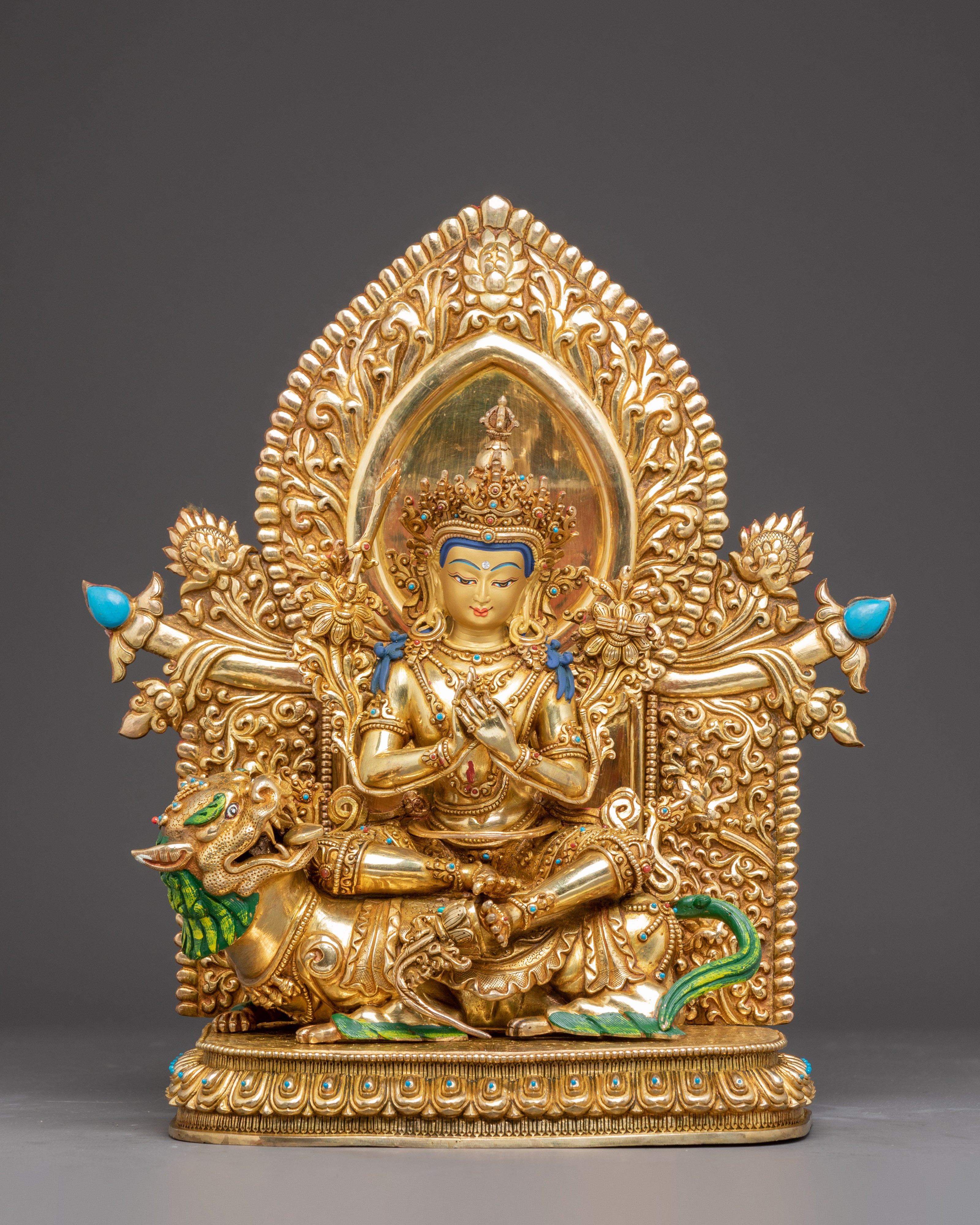 Golden Statue of Simhanada Manjushri | Manifestation of Manjushri