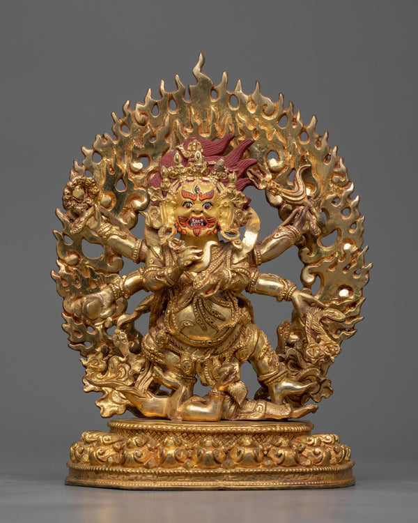 copper six-armed-mahakala-statue