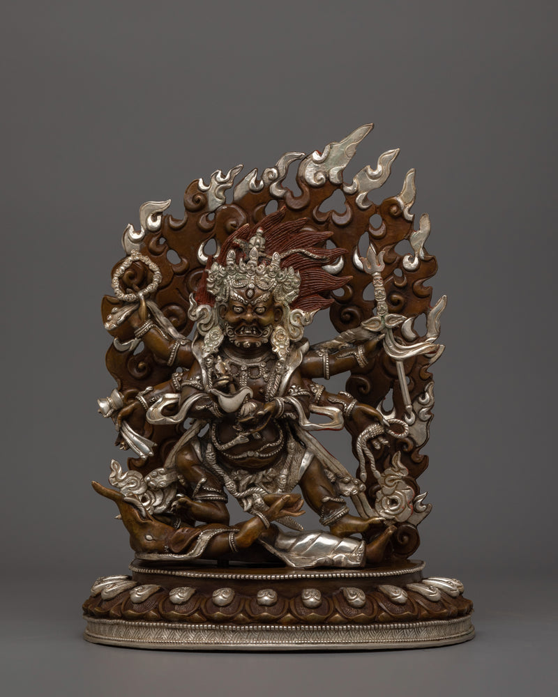 Silver Plated Six Armed Mahakala 