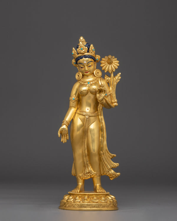standing-green-tara-golden-statue