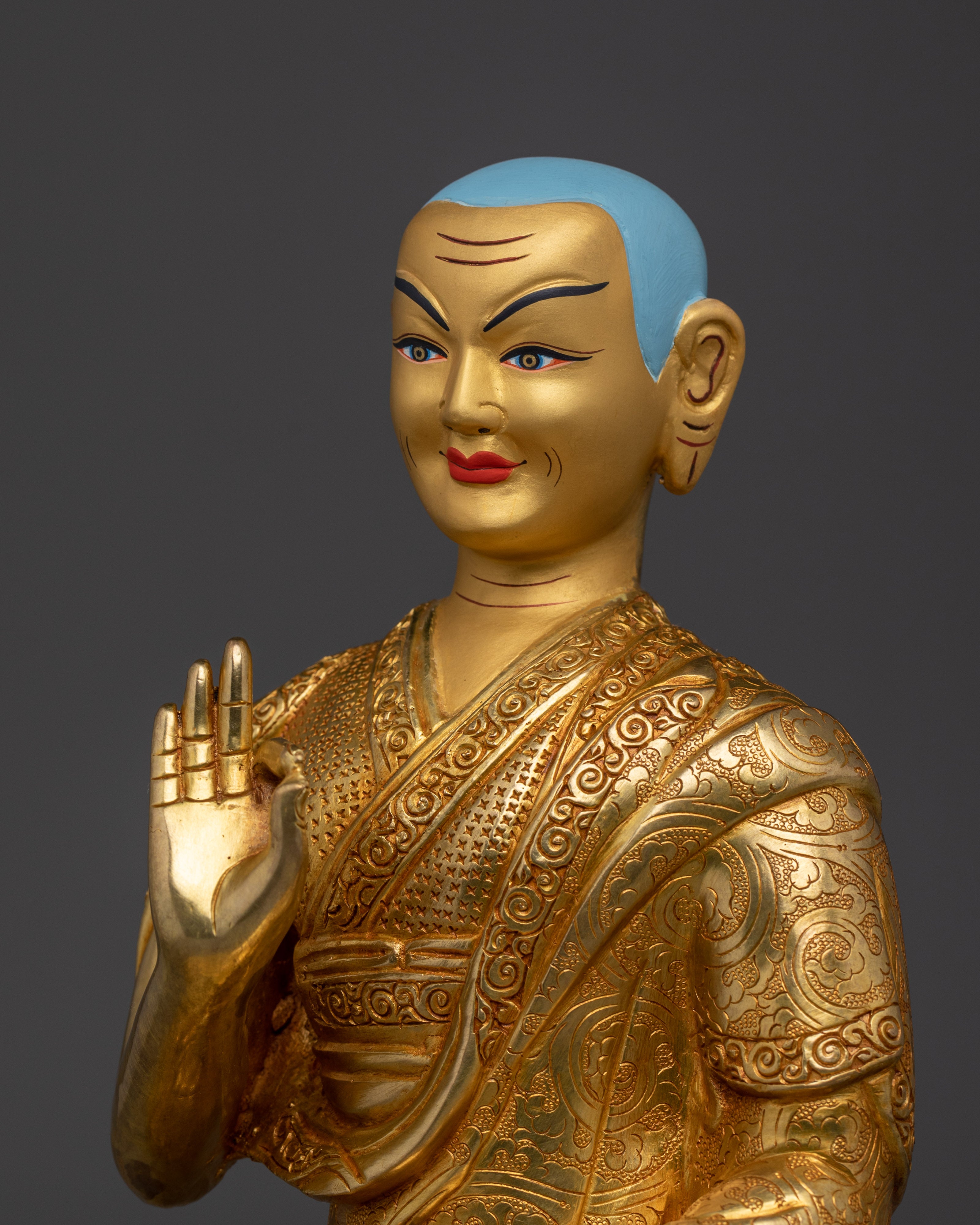 Golden Tshongkhapa Set Statue | Great Scholar and Spiritual Master