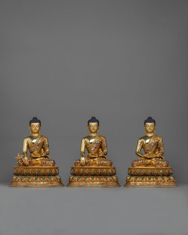 three-buddha sculpture set