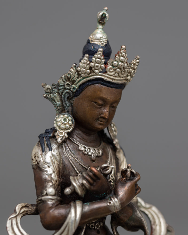 Small Vajradhara Statue | Silver-Plated Symbol of Ultimate Buddhahood