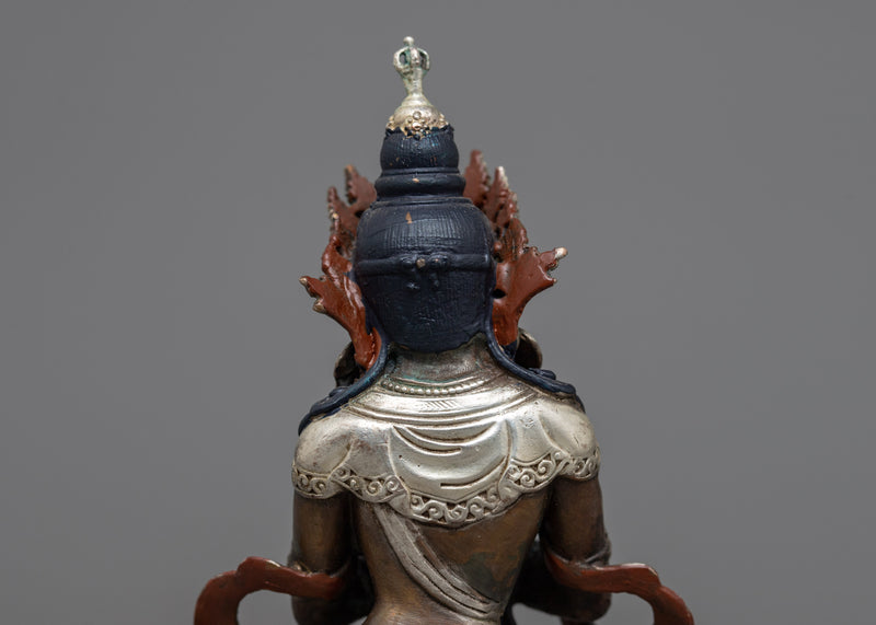 Small Vajradhara Statue | Silver-Plated Symbol of Ultimate Buddhahood