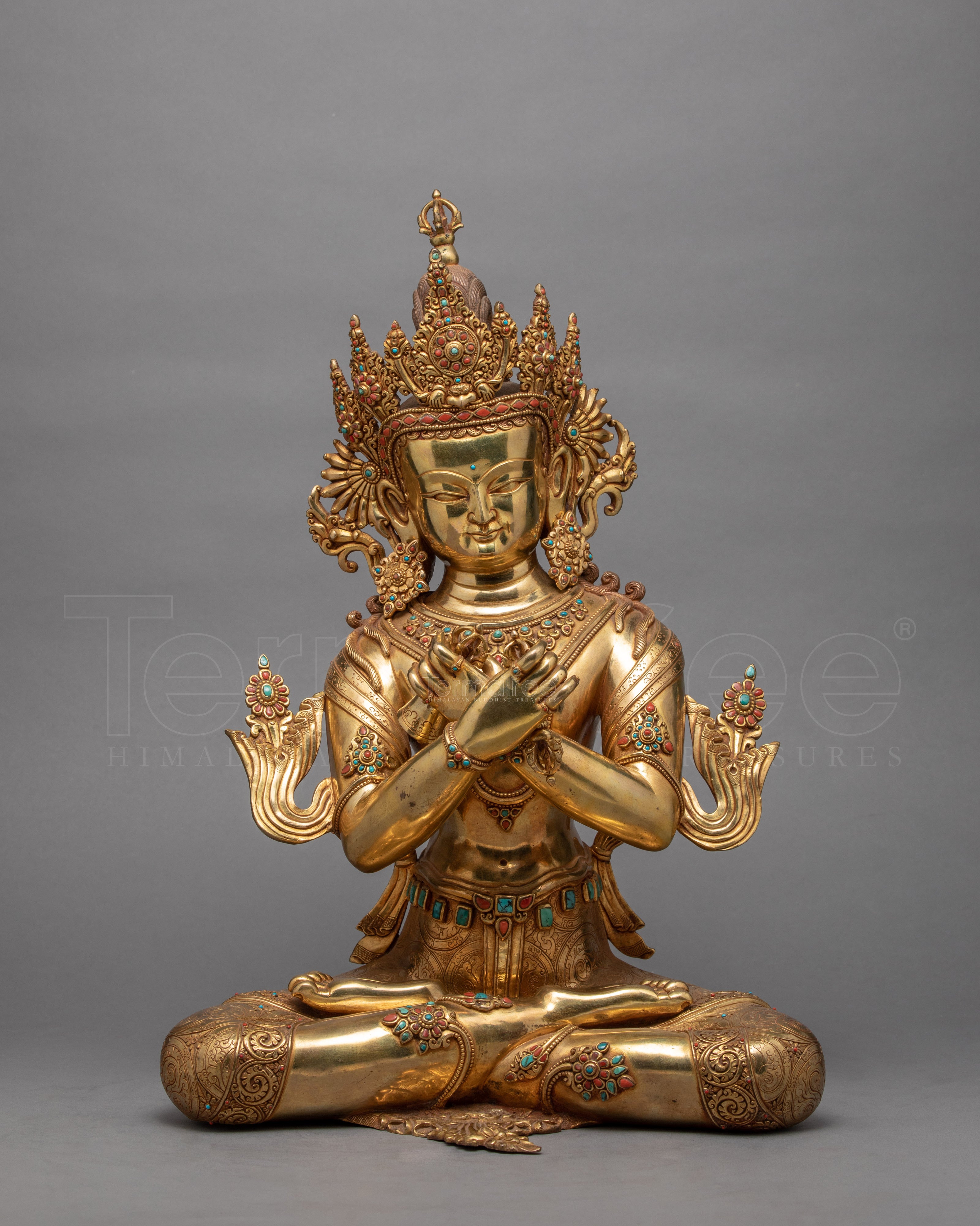 Rare Vajradhara Statue | Handmade Dorje Chang Statue | Hand Carved 24k Gold Gilded