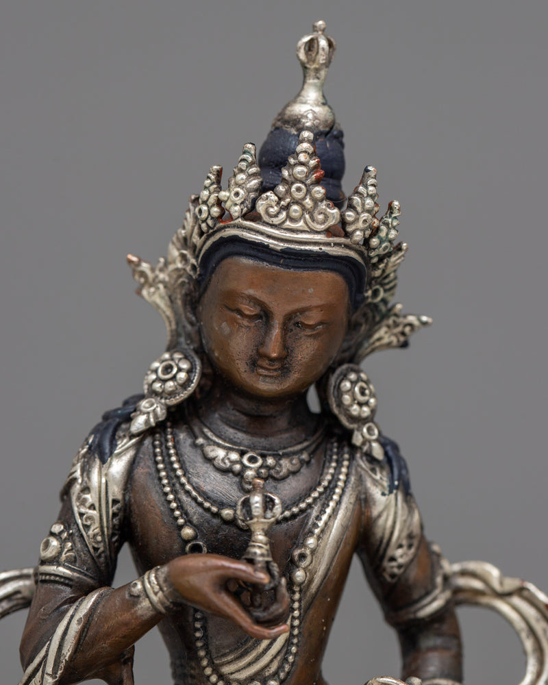 Small Vajrasattva Statue | Silver-Plated Symbol of Purification