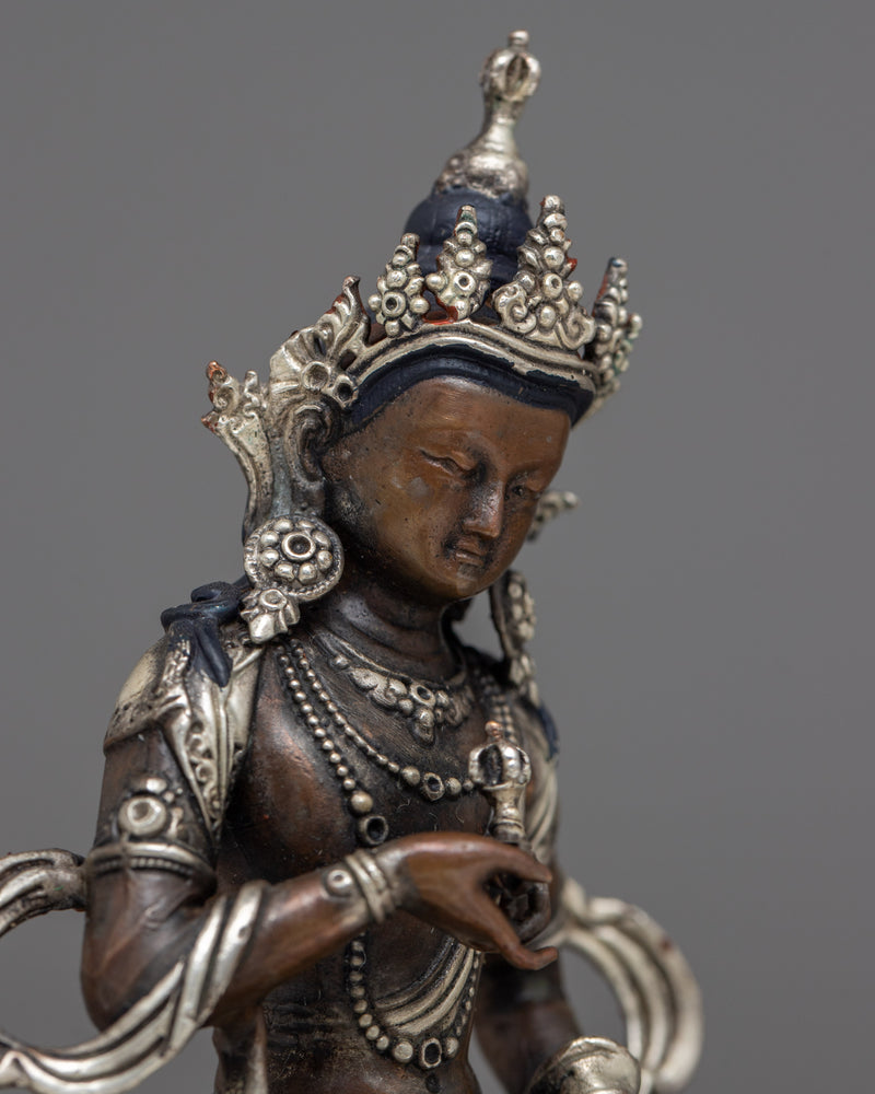 Small Vajrasattva Statue | Silver-Plated Symbol of Purification