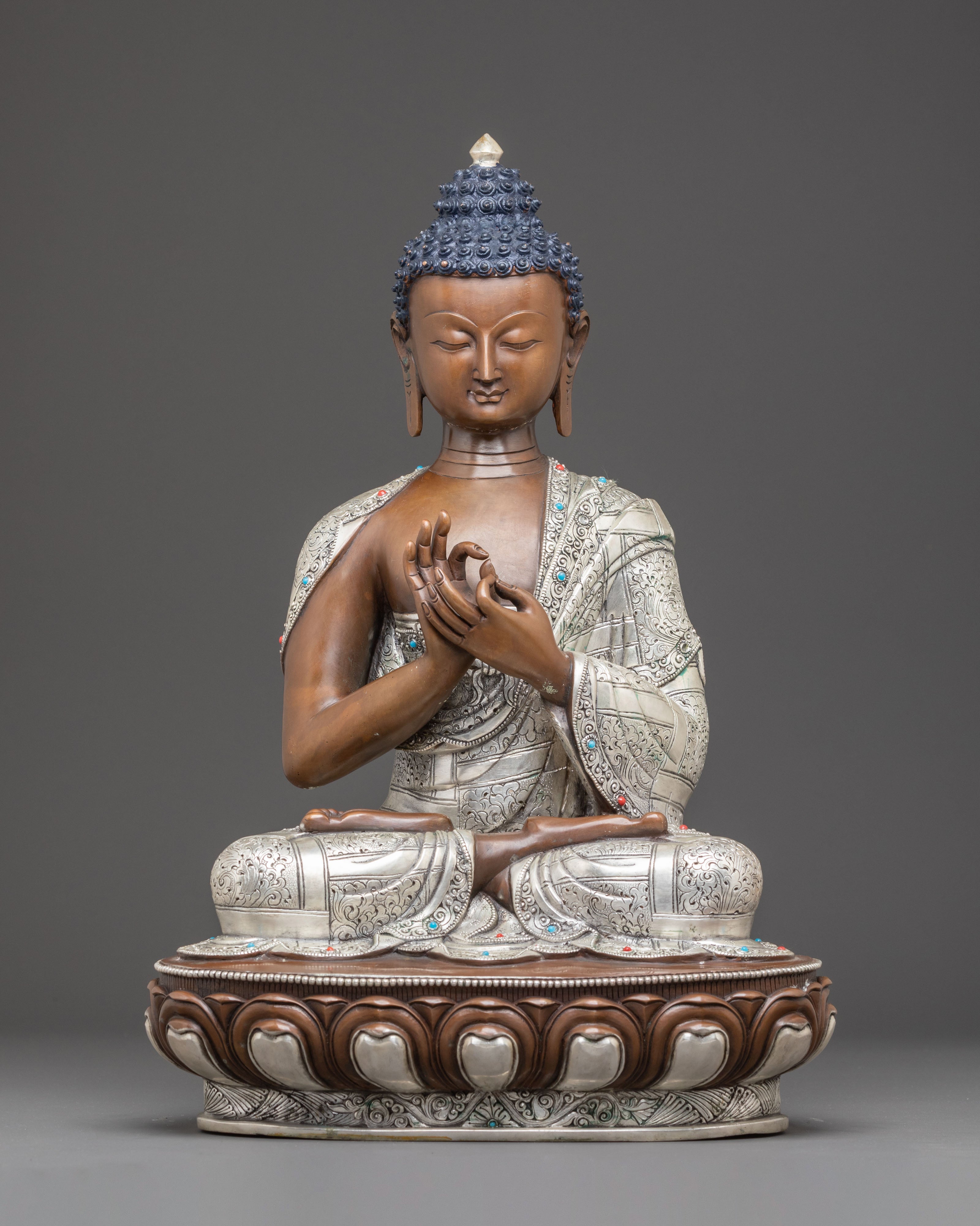 Vairocana Buddha oxidized Copper Sculpture