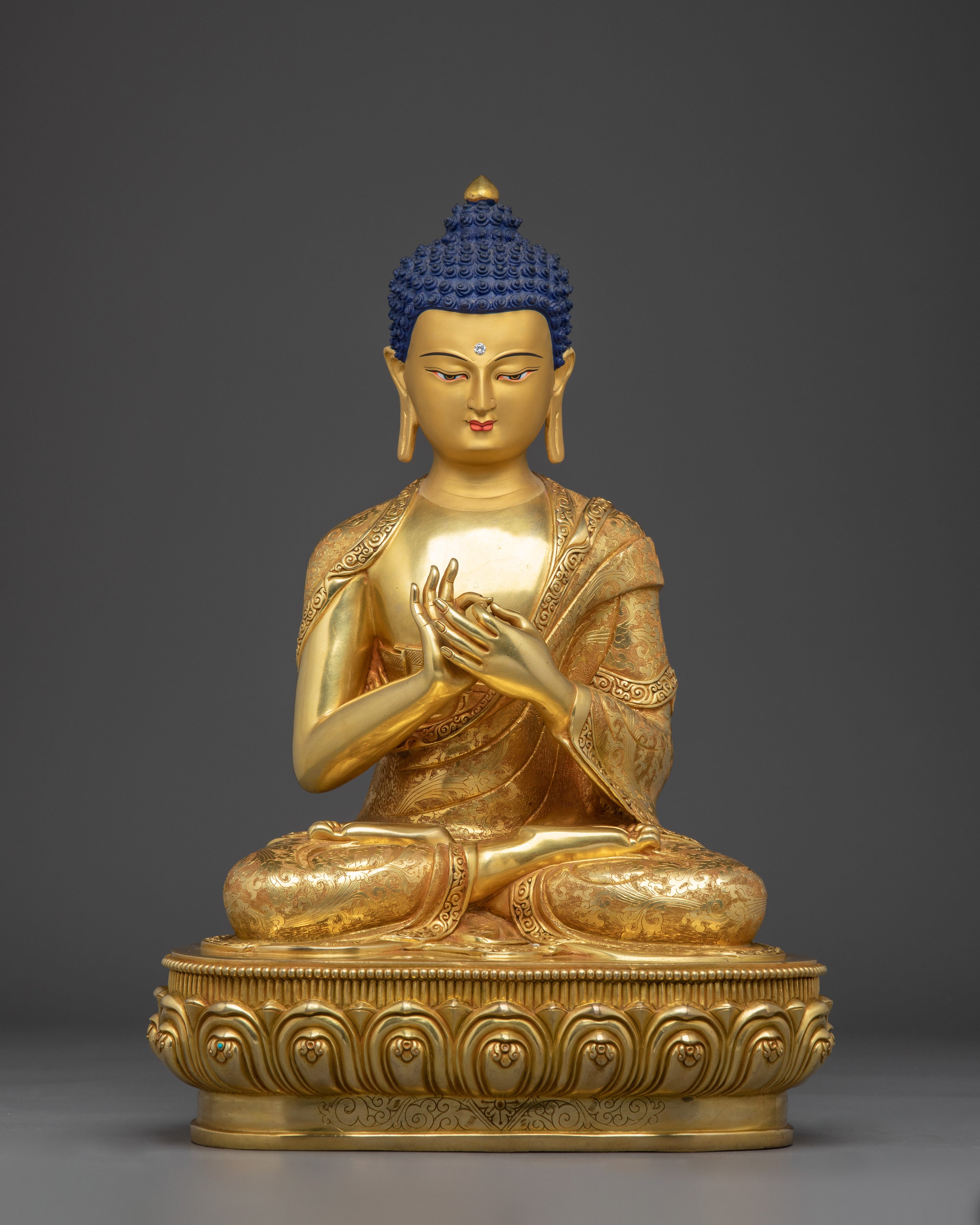 Vairocana Buddha Gold Gilded Copper Sculpture