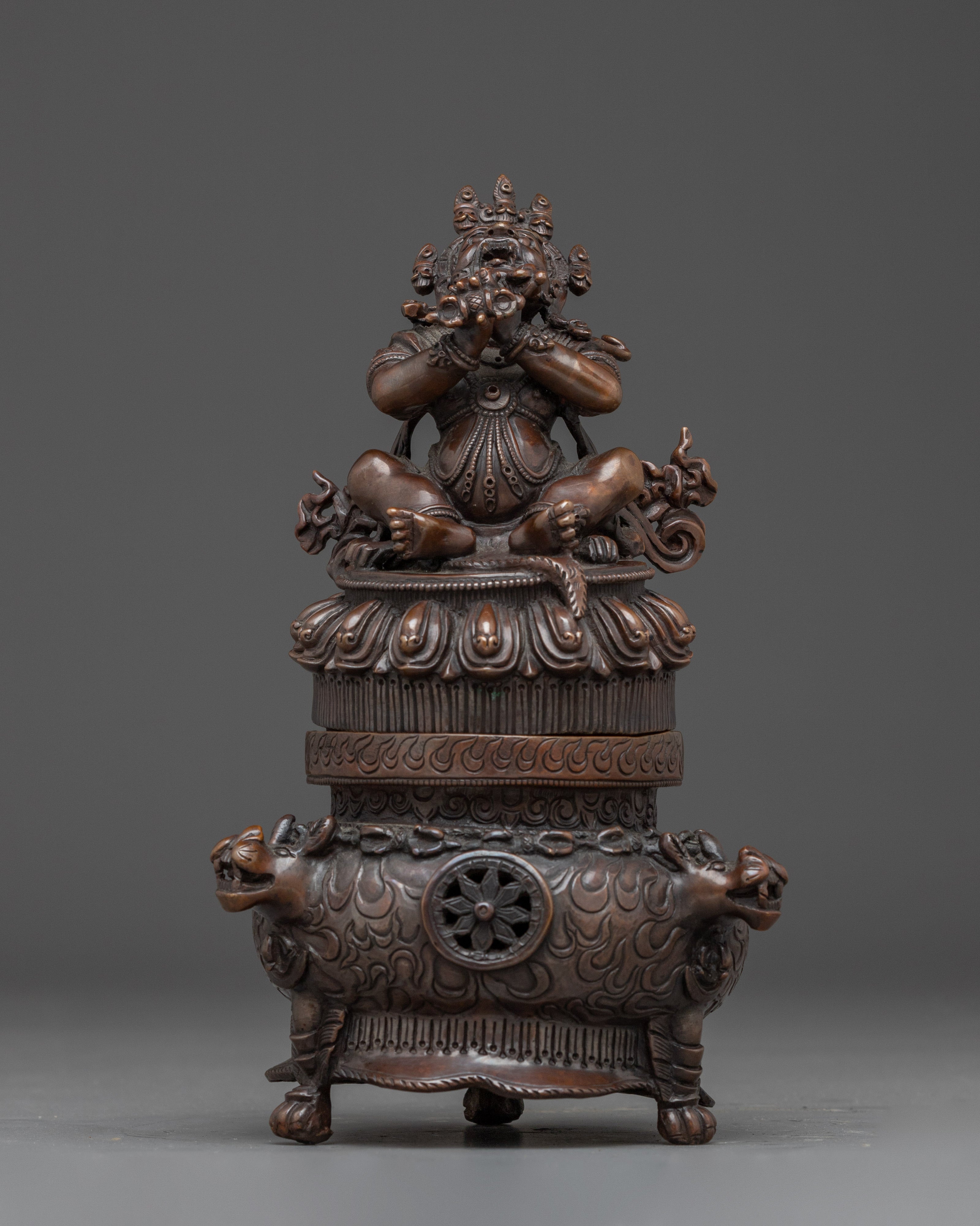 Vajradhaka statue in oxidized copper 