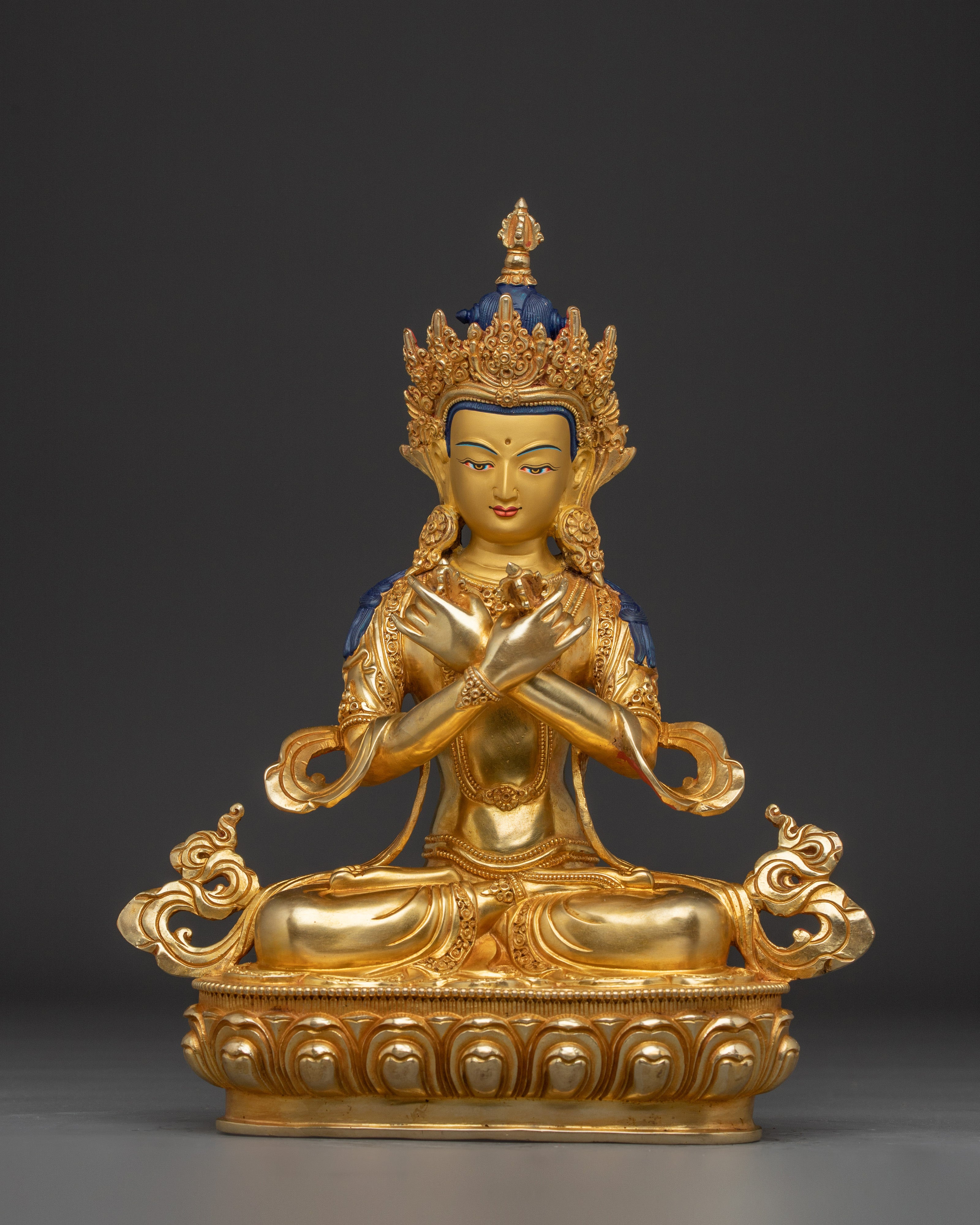 Vajradhara Statue 24K Gold Gilded Copper 
