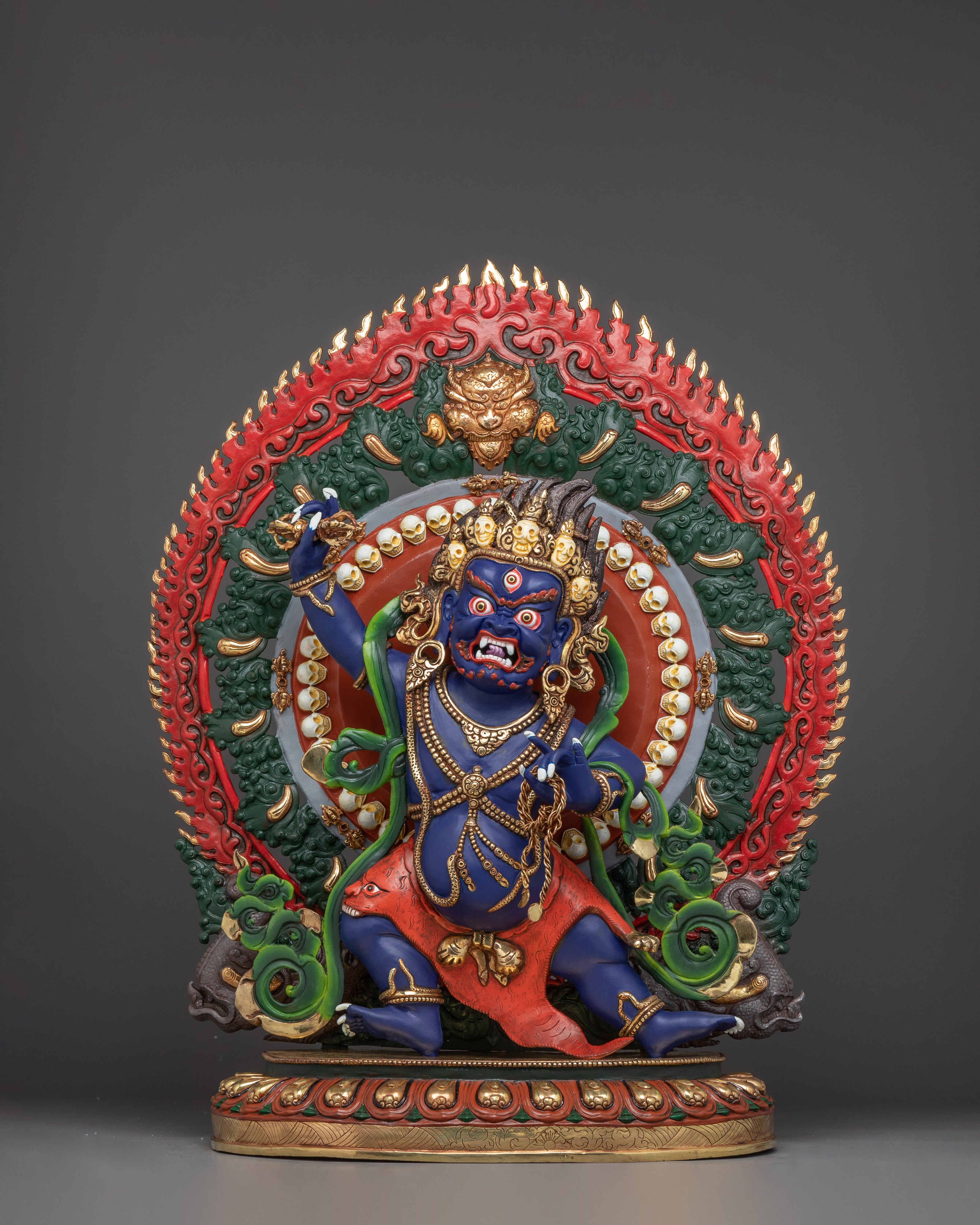 Tibetan Vajrapani Figurine with Halo | Protector Deity Statue