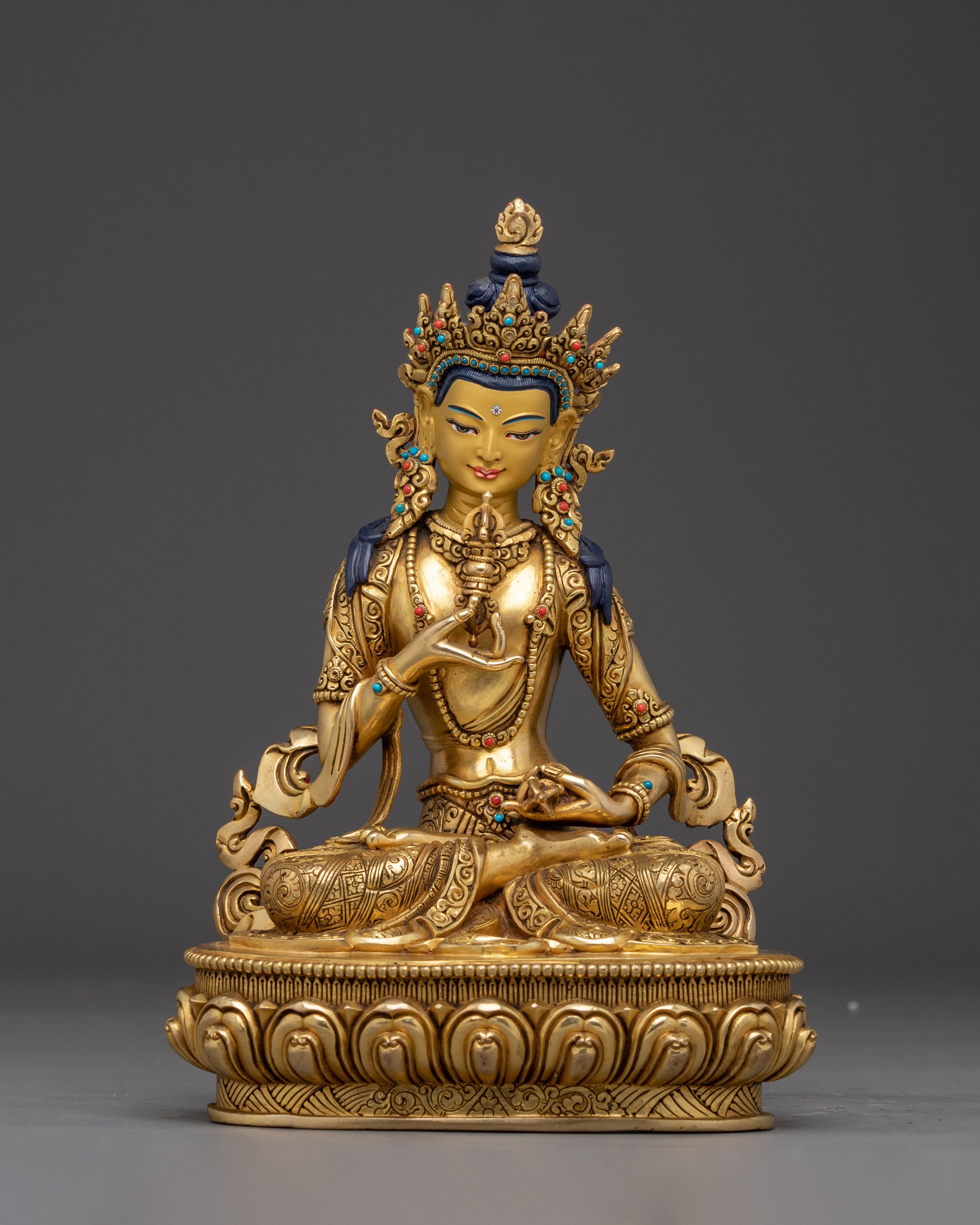 Vajrasattva Statue in 24K Gold Gilded & Copper