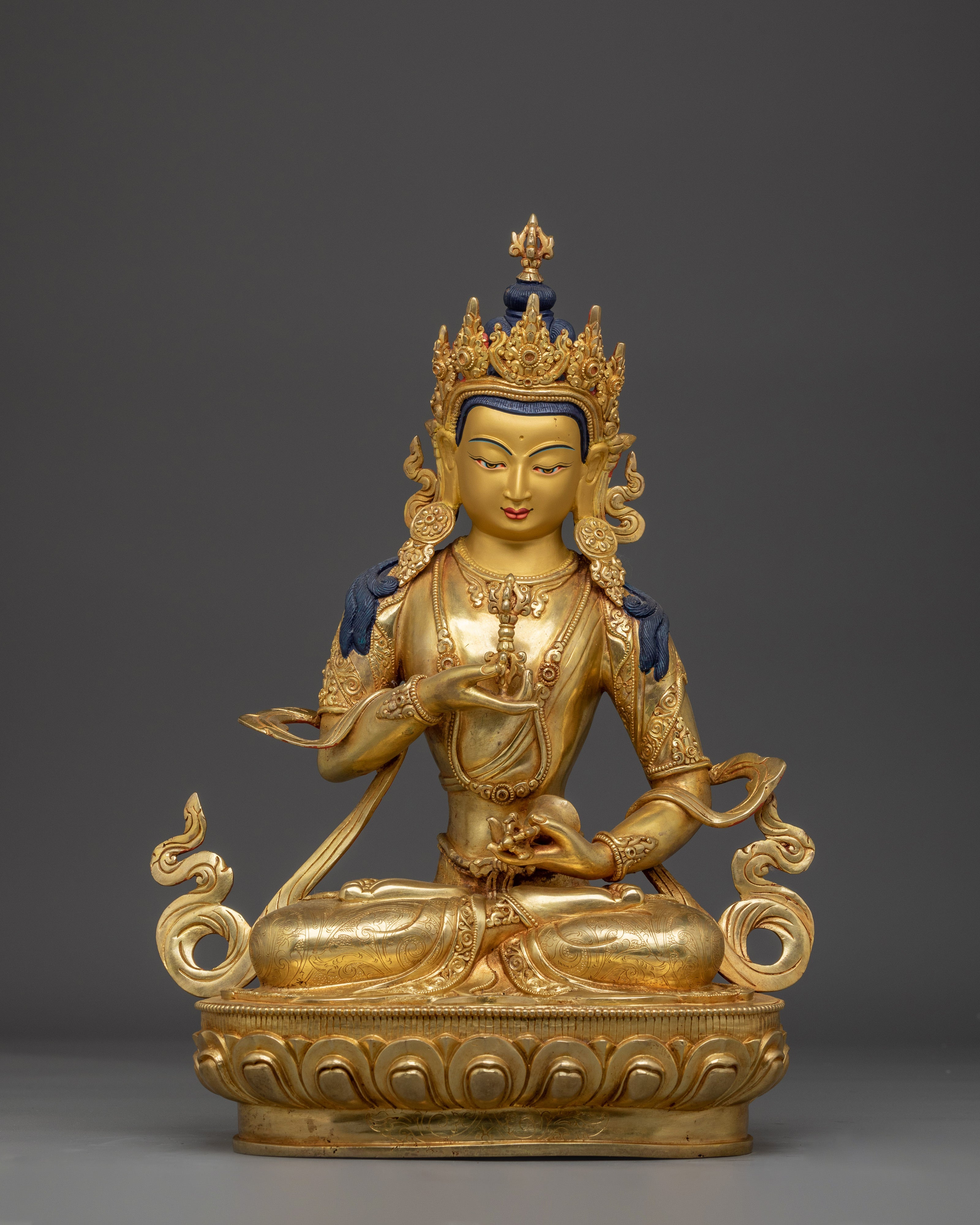 Handcrafted 24K Gold Gilded Vajrasattva Buddhist Sculpture