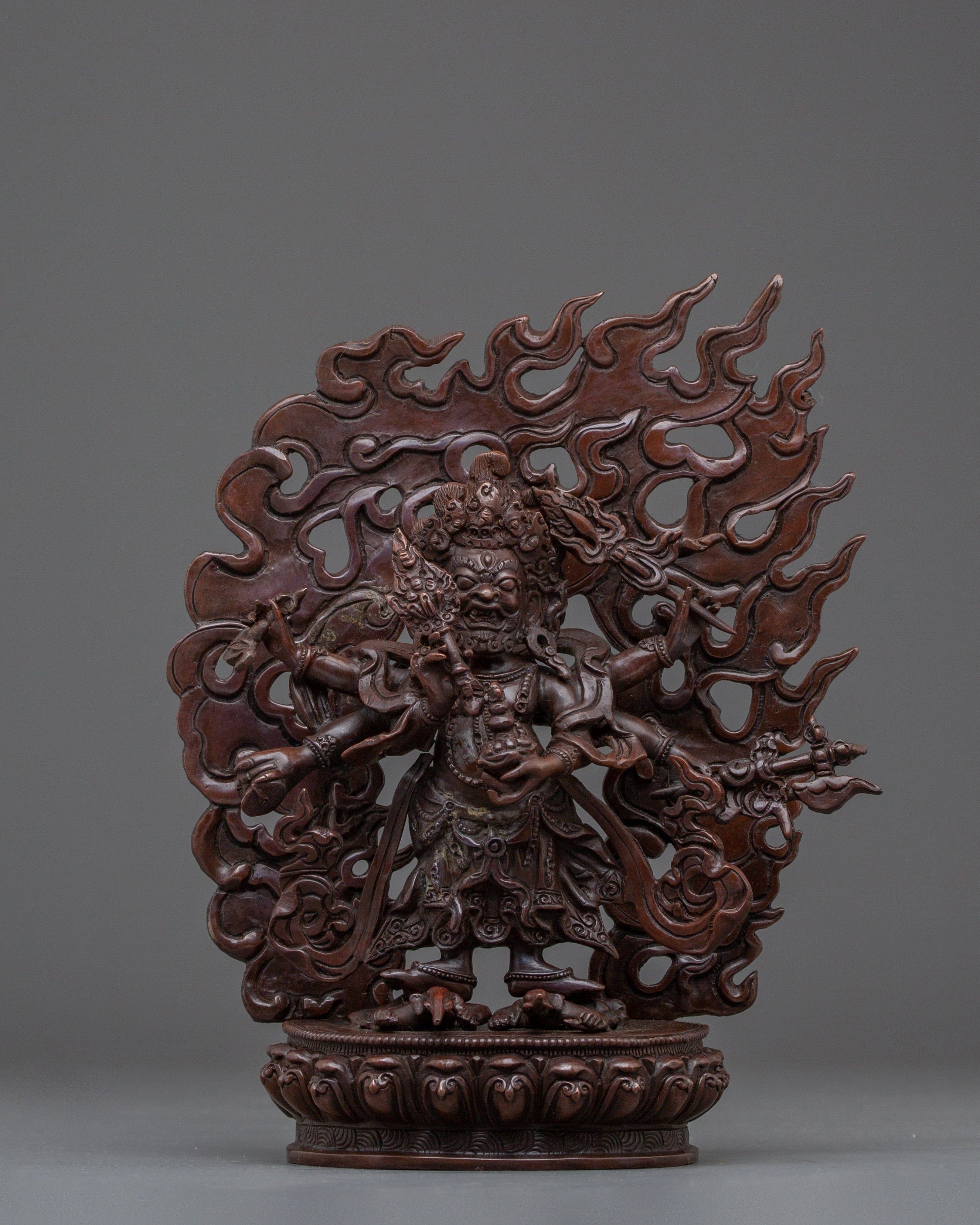 White Mahakala Statue: Wrathful Protection Deity