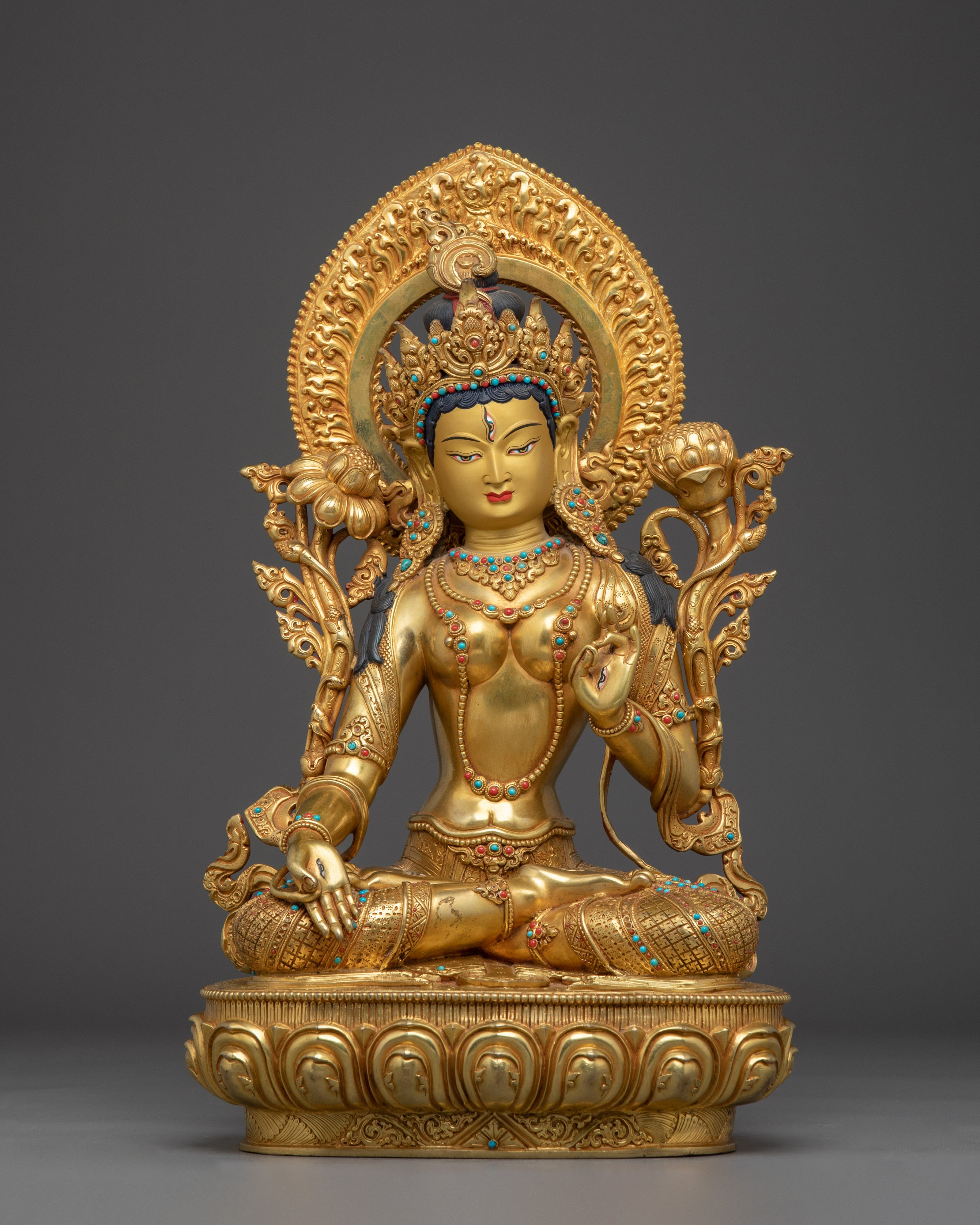 Copper White Tara Statue: Buddhist Healing Tara