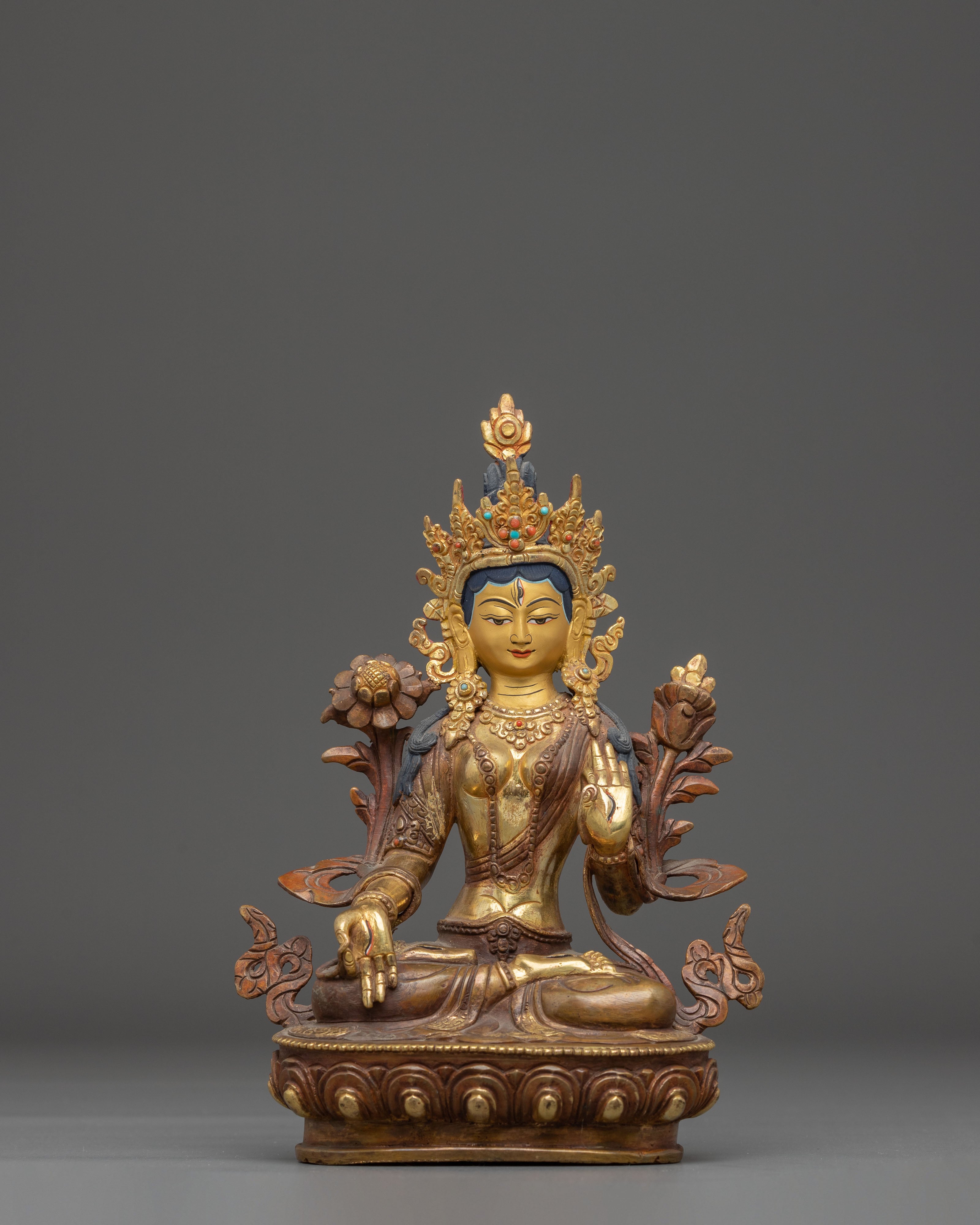 Handmade White Tara Statue: Buddhist Healing Goddess