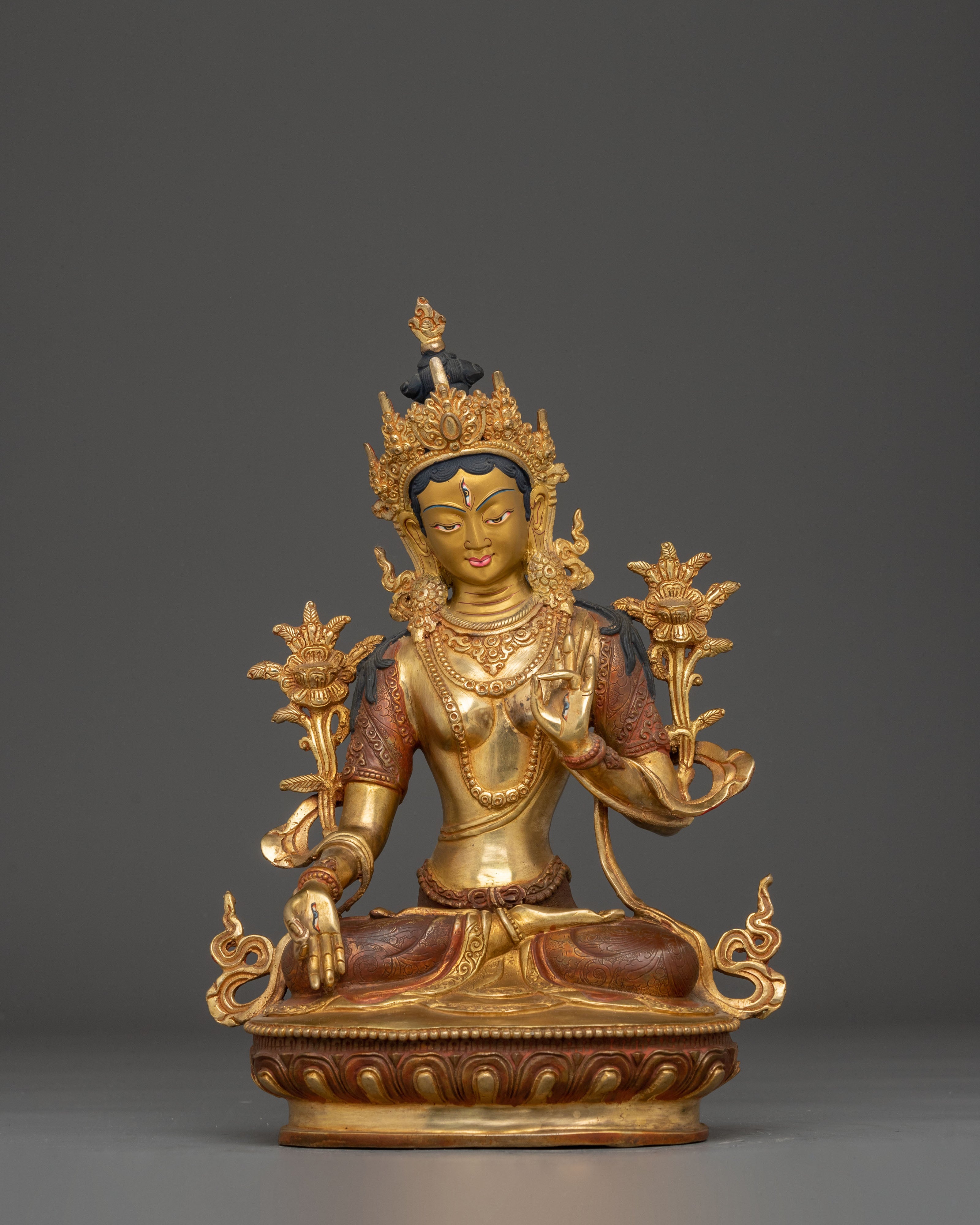 Himalayan Golden White Tara Statue: Divine Feminine Goddess