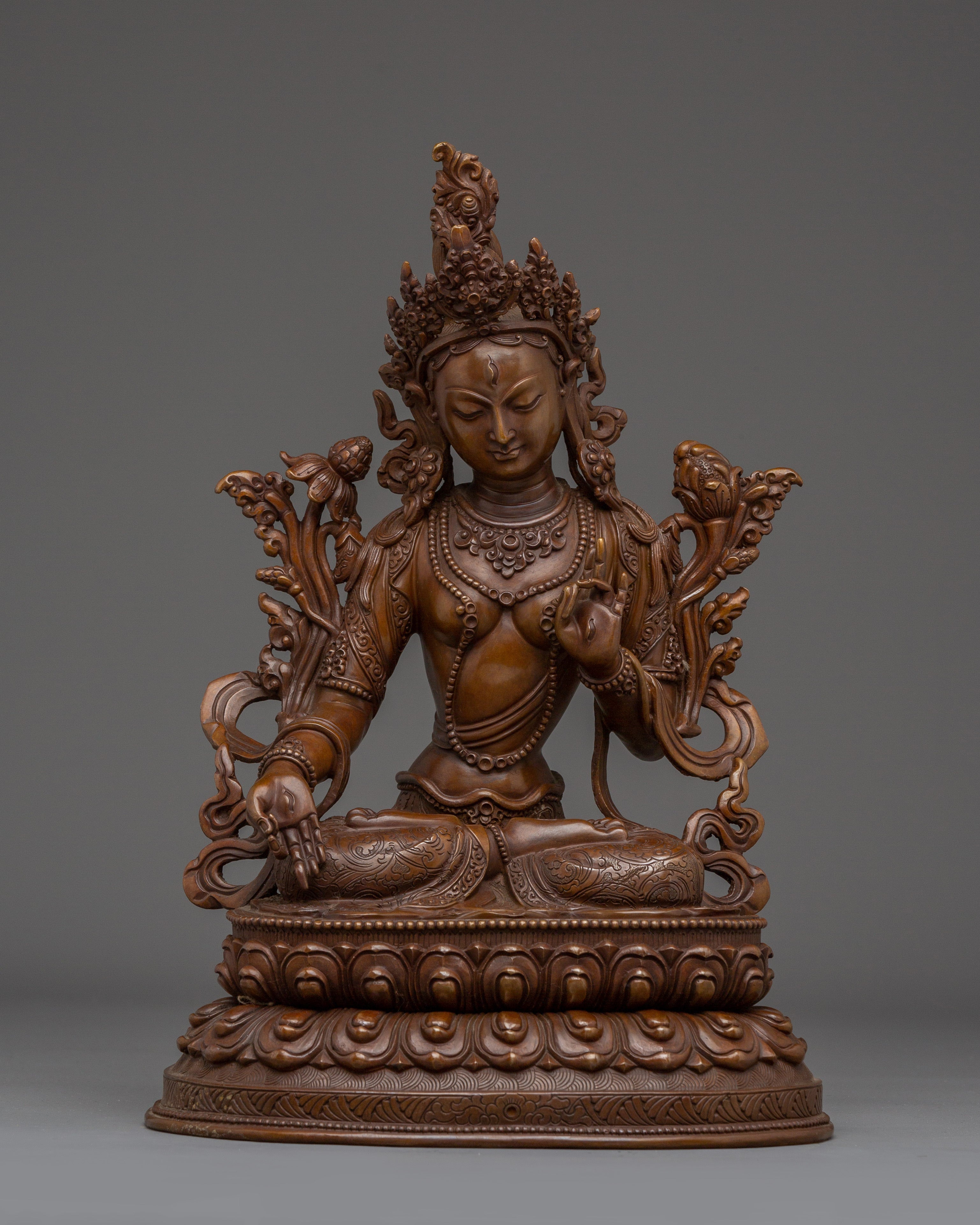 Chocolate Oxidized White Tara Statue 