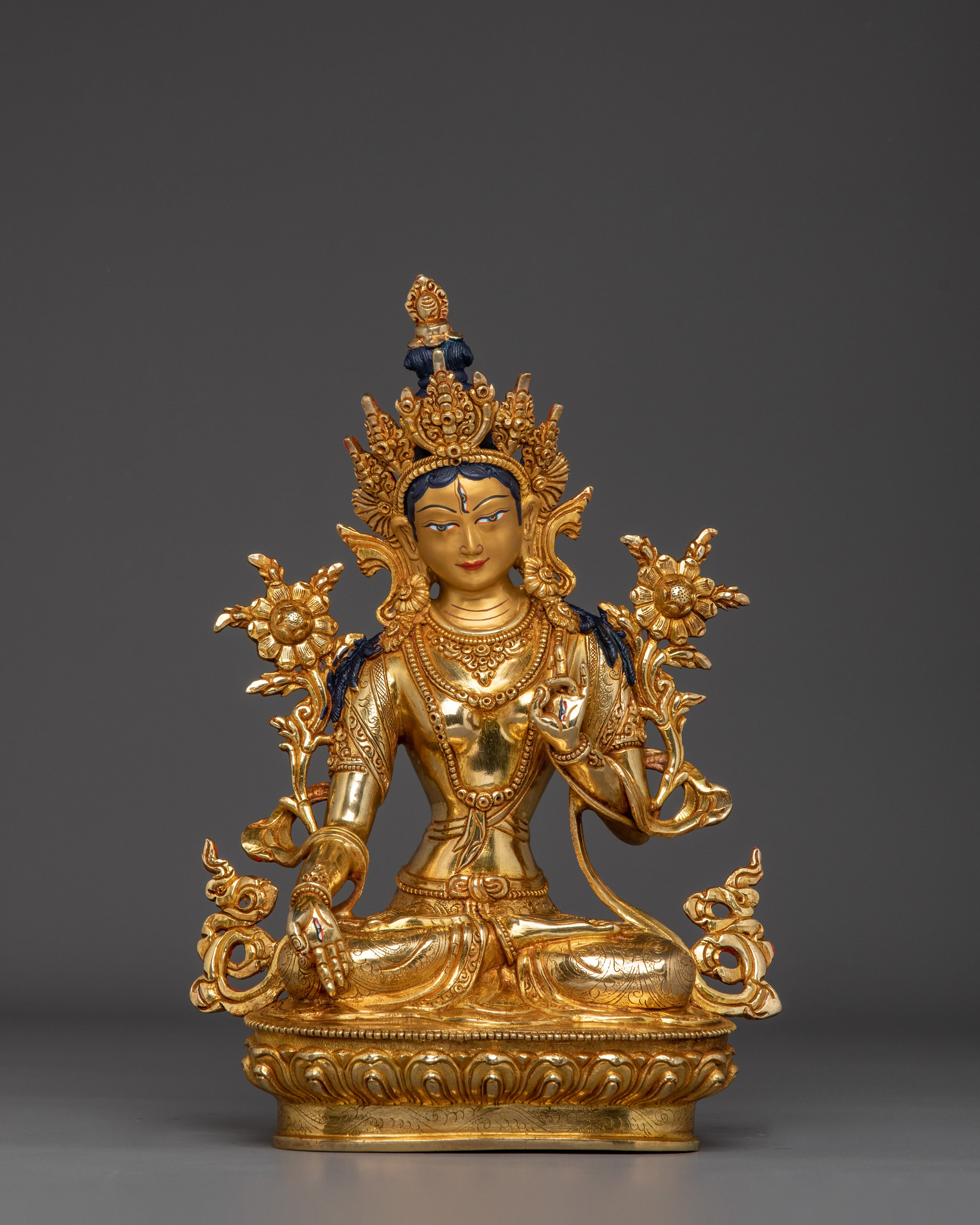 24K Gold Gilded White Tara Statue 