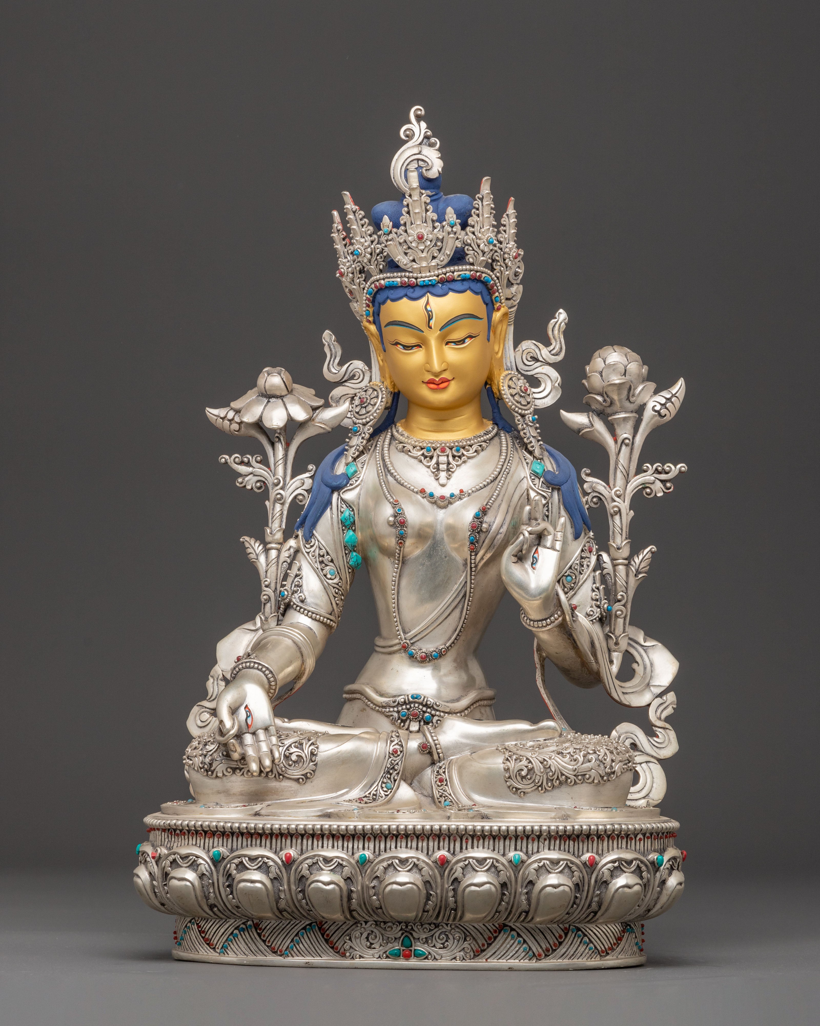 Compassionate Healing Goddess White Tara Statue 
