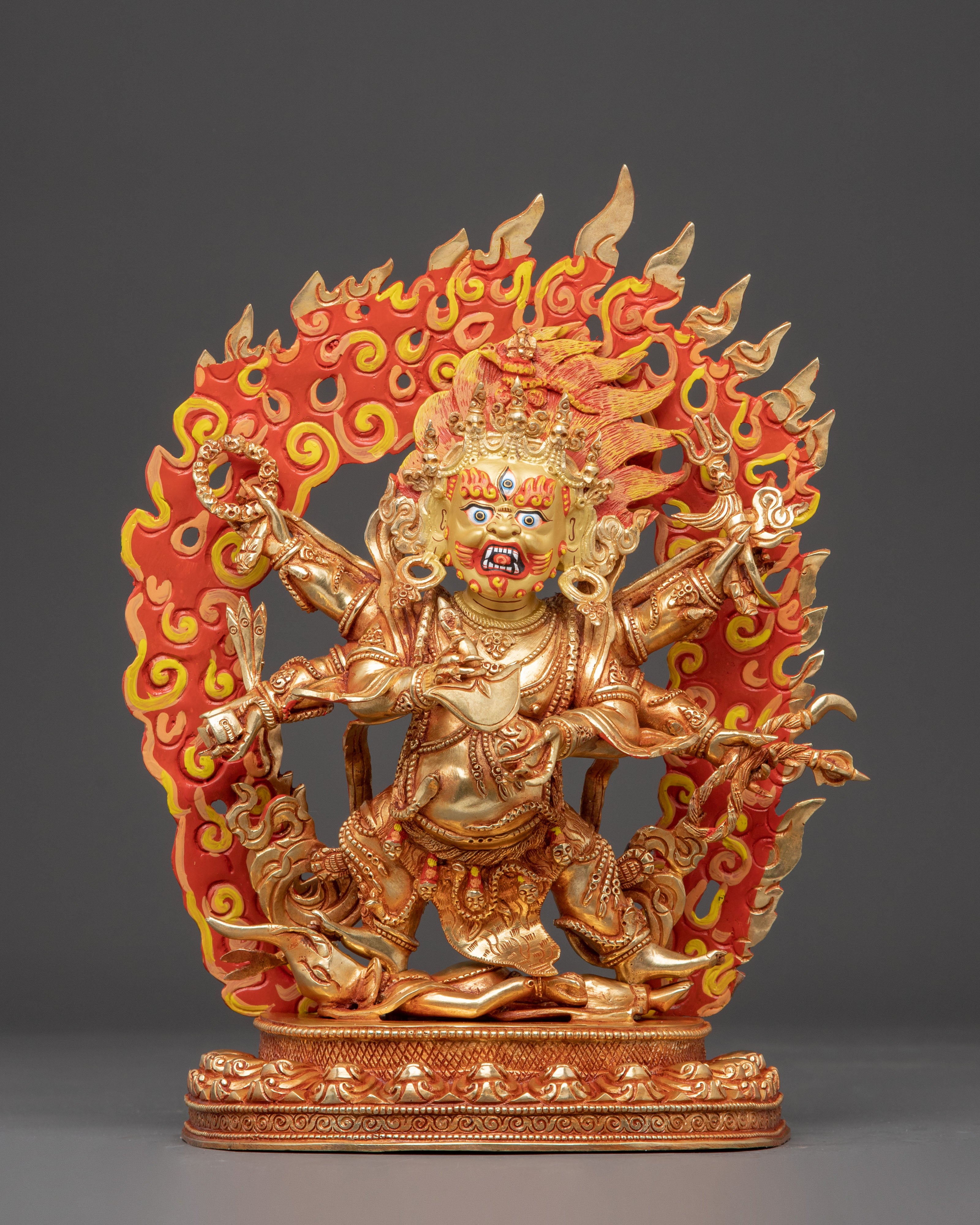 Six Armed Mahakala Protector Statue | Wrathful Deity