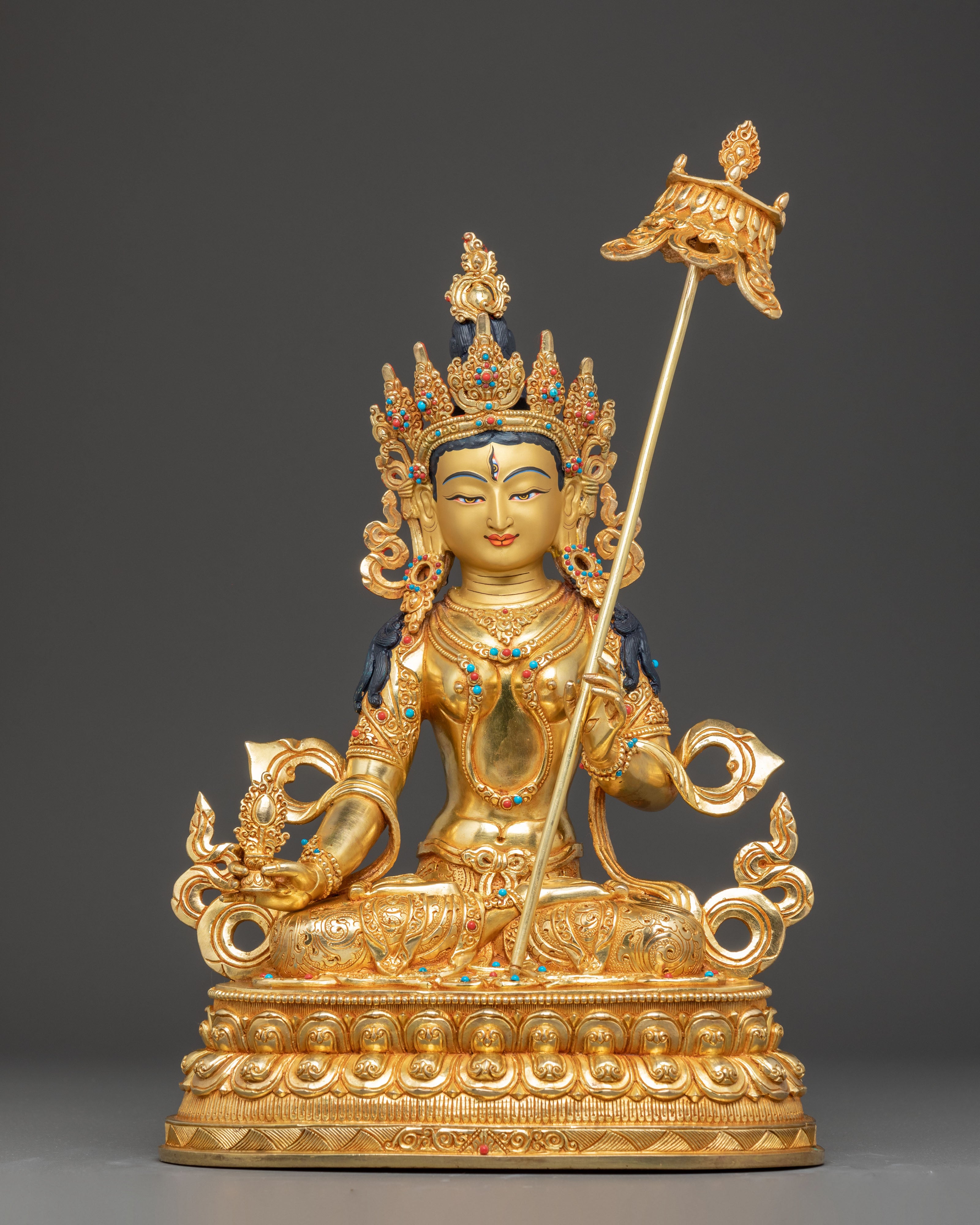 Dukar Statue: The Protector Bodhisattva | Gold Gilded Tibetan Icon