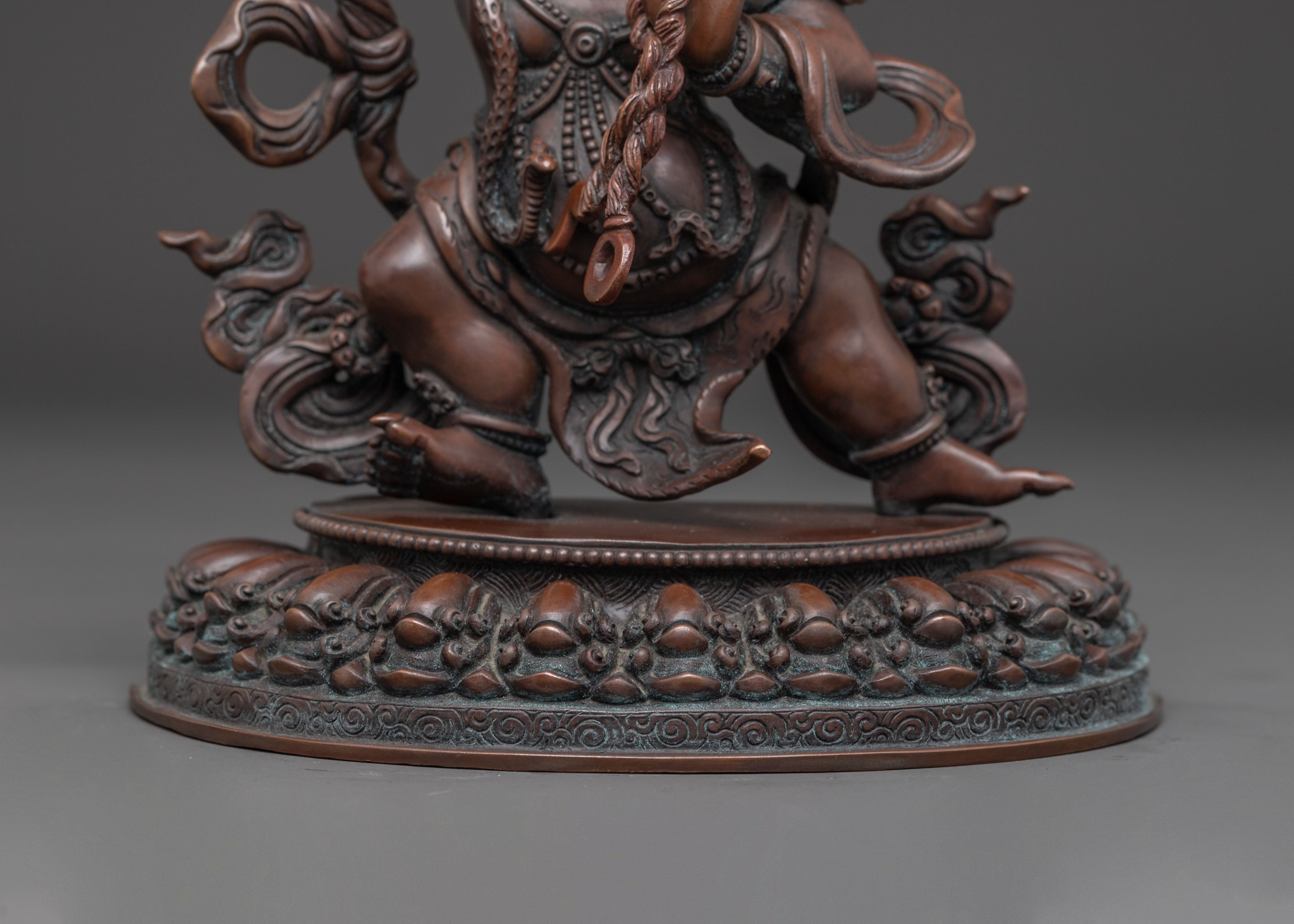 Handmade Copper Statue of Wrathful Bodhisattva Vajrapani | Tibetan Protector Deity