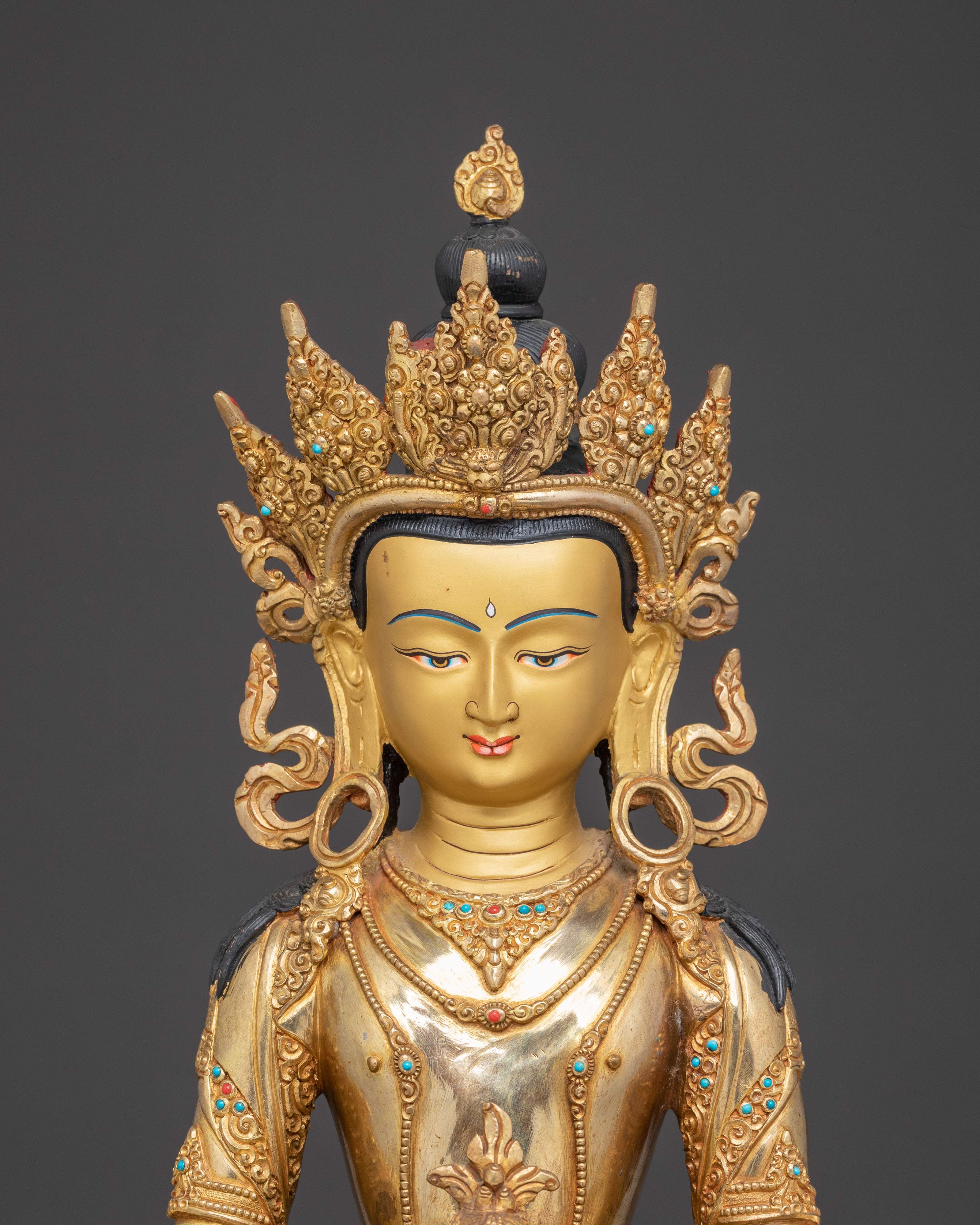 Handcrafted Sculpture of Longevity Buddha Amitayus | Buddhist Altar Decor