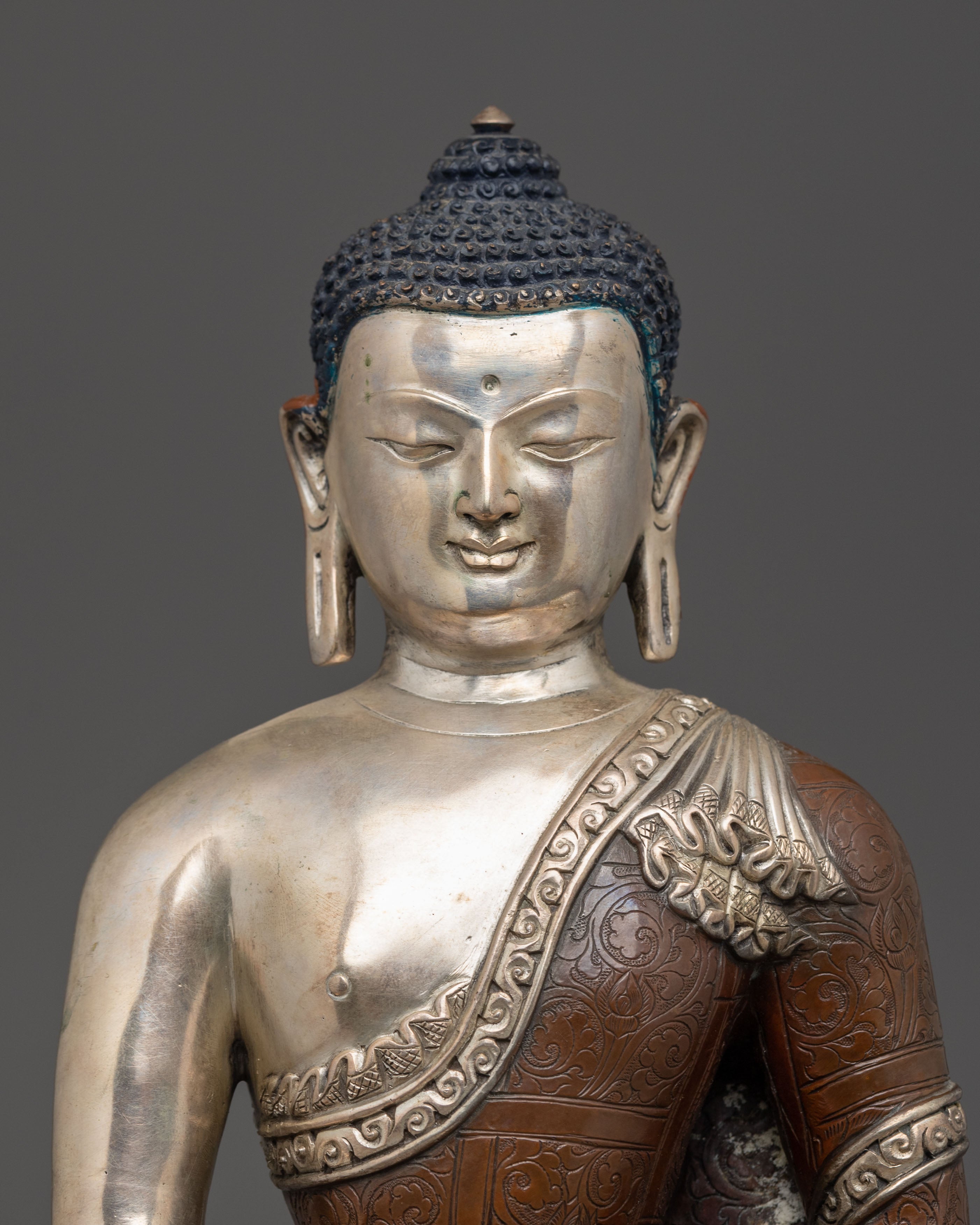 Silver-Electroplated Statue of Shakyamuni Buddha | Historical Buddha