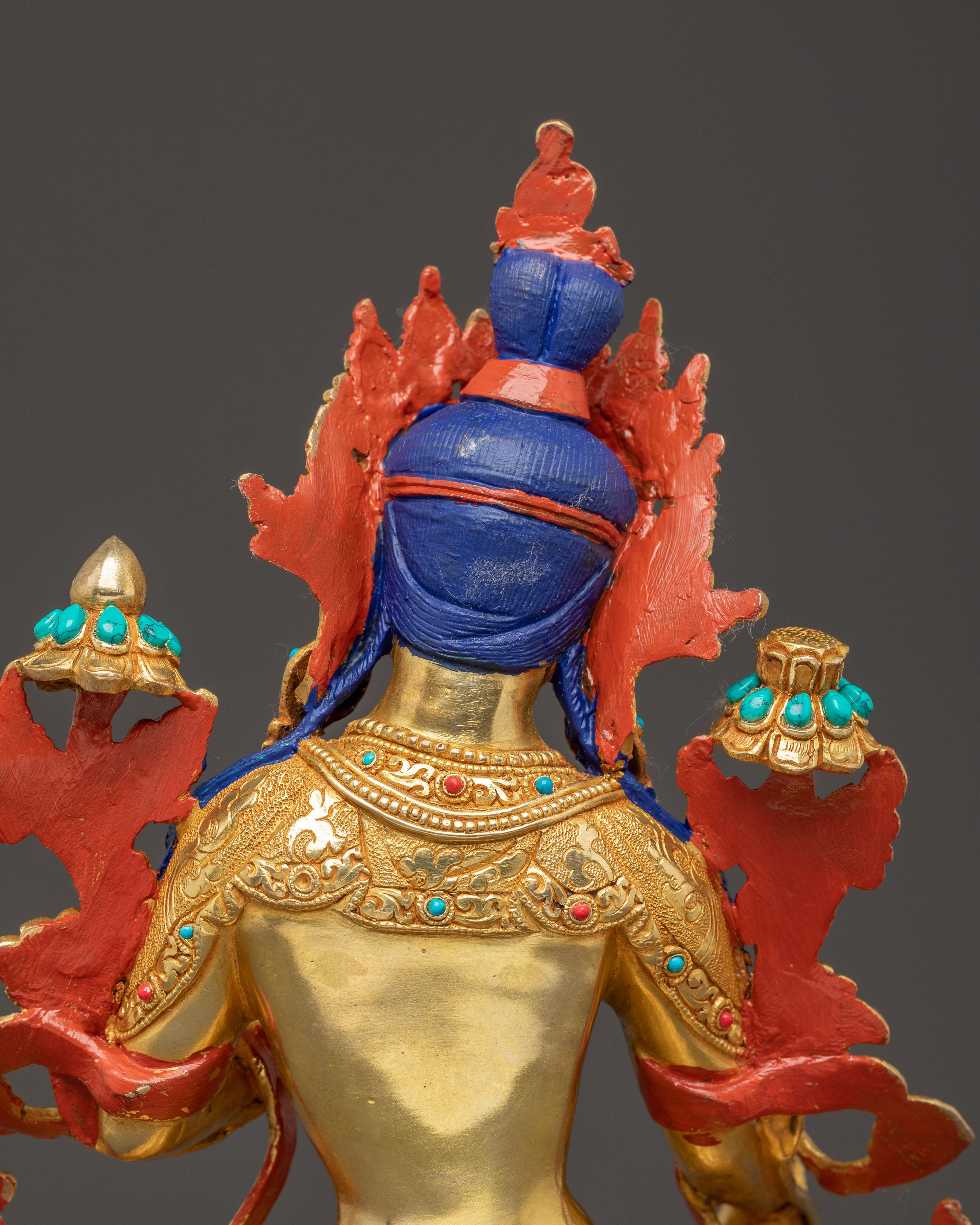 Sacred Seven-Eyed Deity White Tara Golden Sculpture
