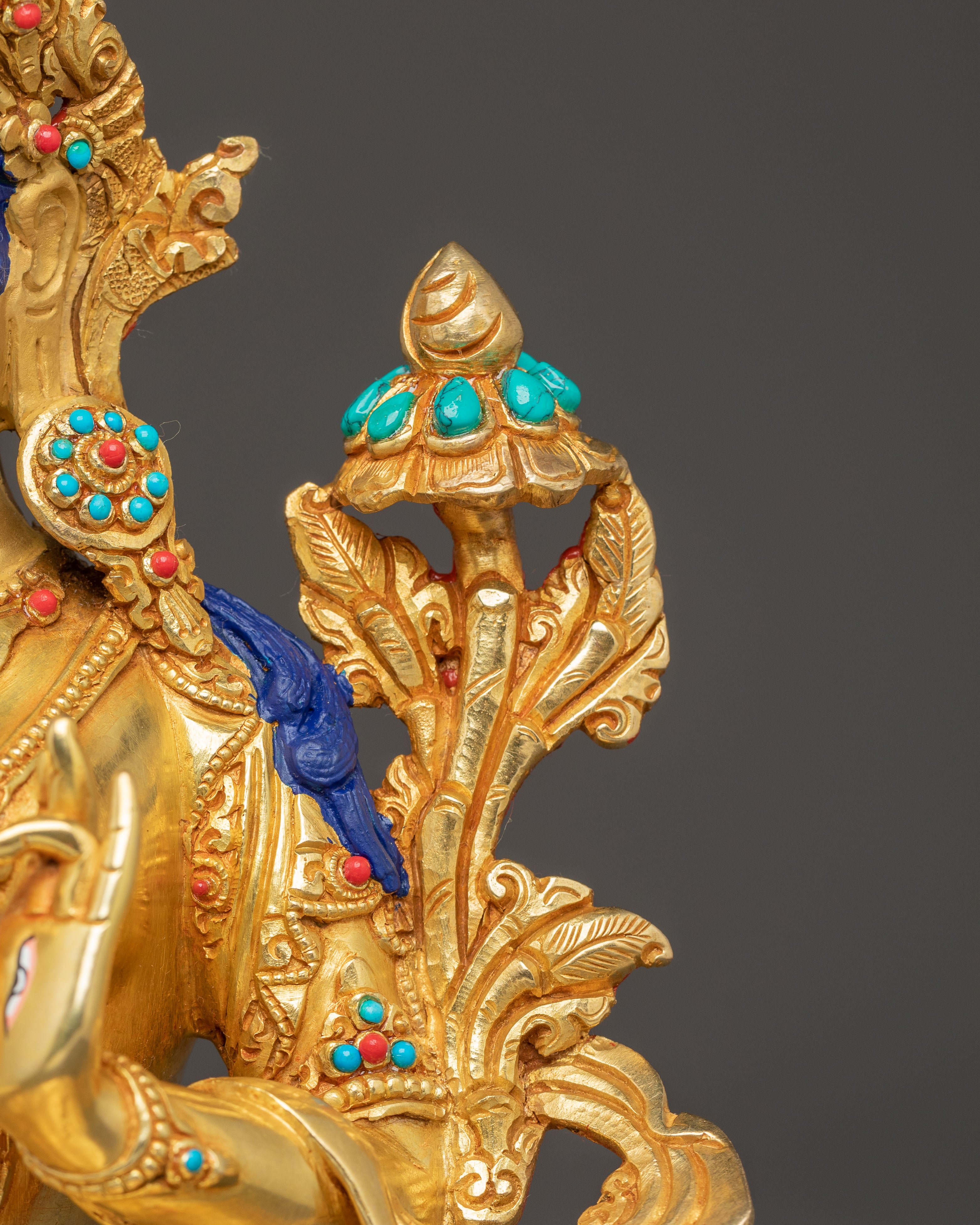 Sacred Seven-Eyed Deity White Tara Golden Sculpture