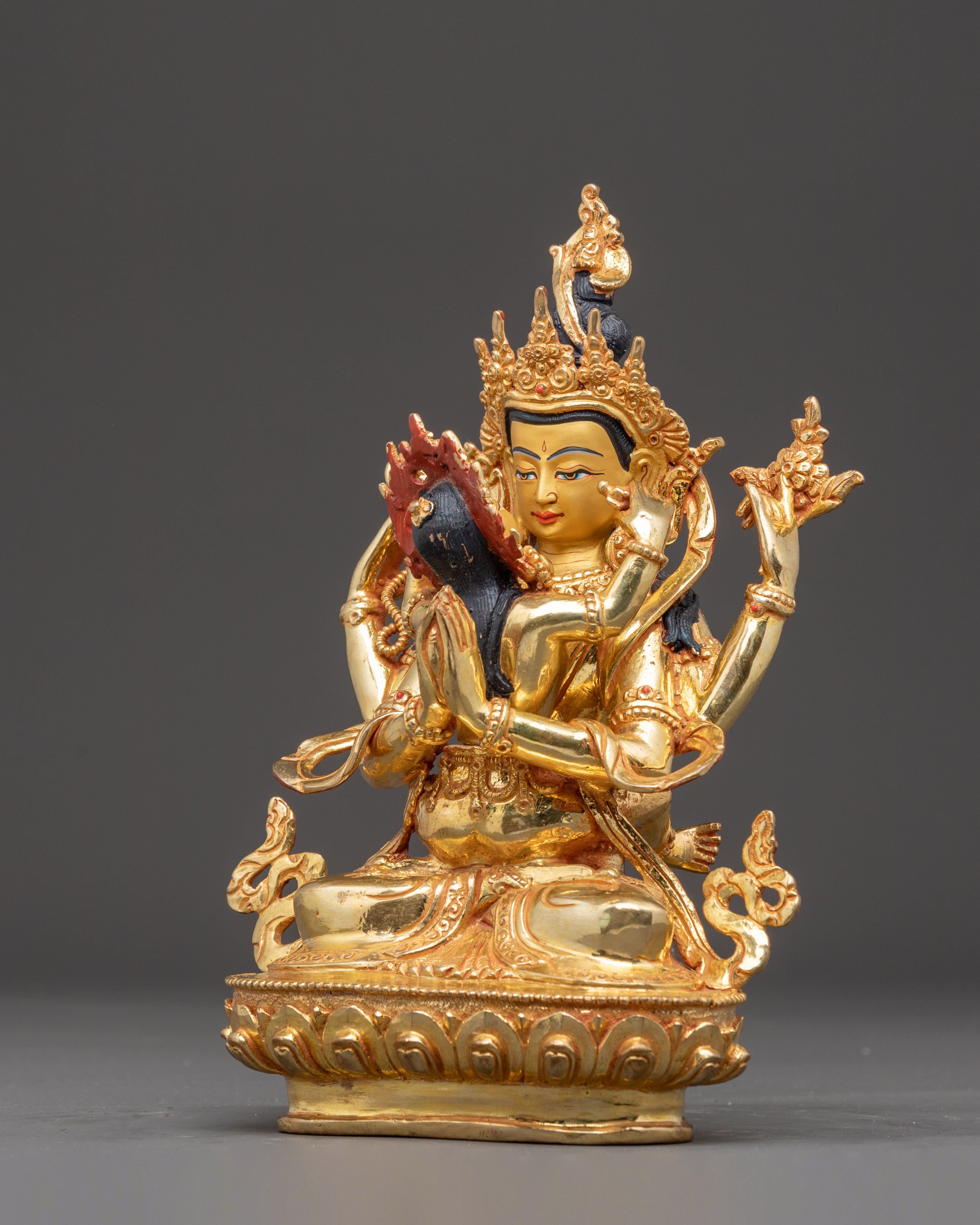 Handcrafted Sculpture of Four-Armed Chenrezig