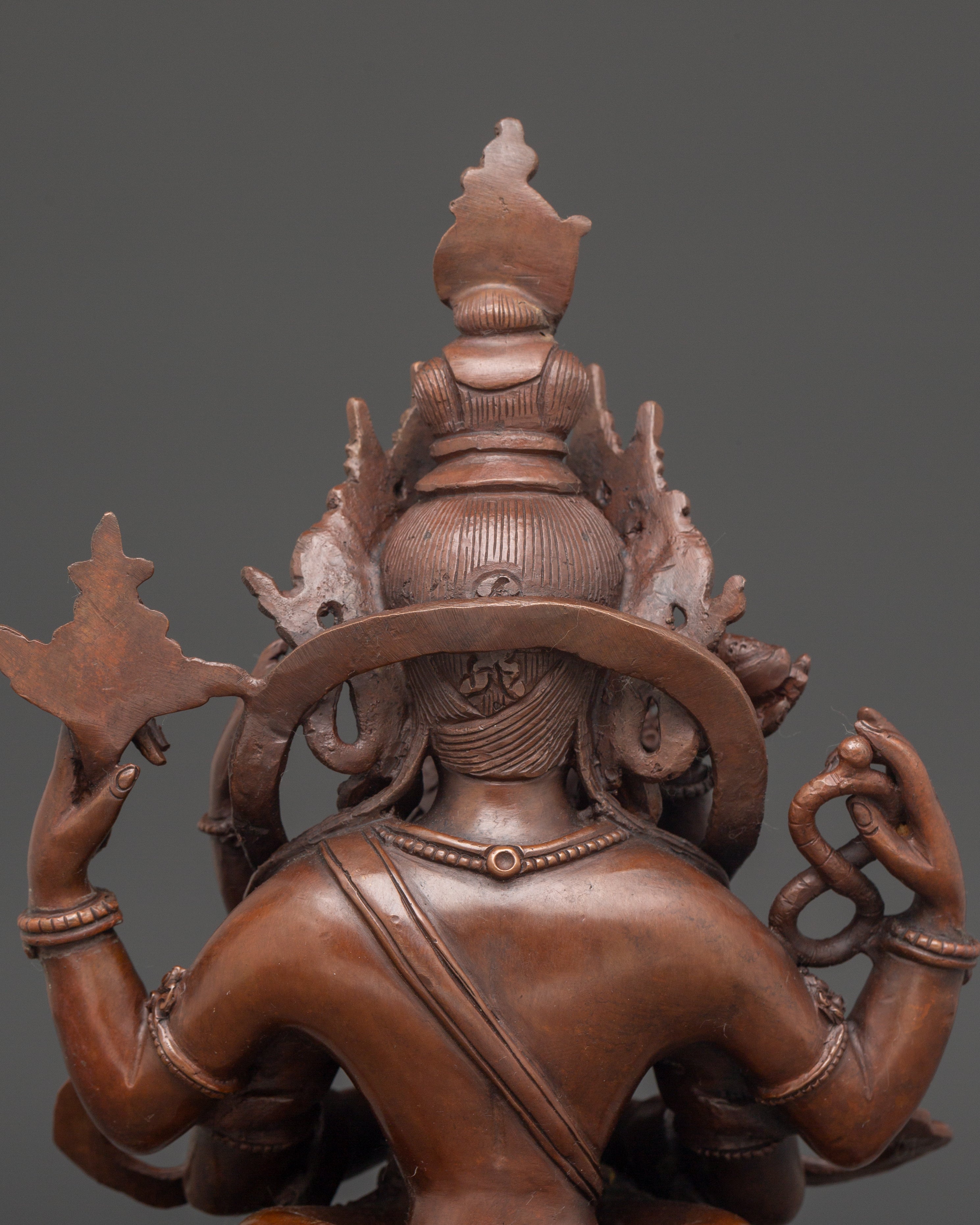 Handmade Oxidized Copper Statue of Bodhisattva Chenrezig